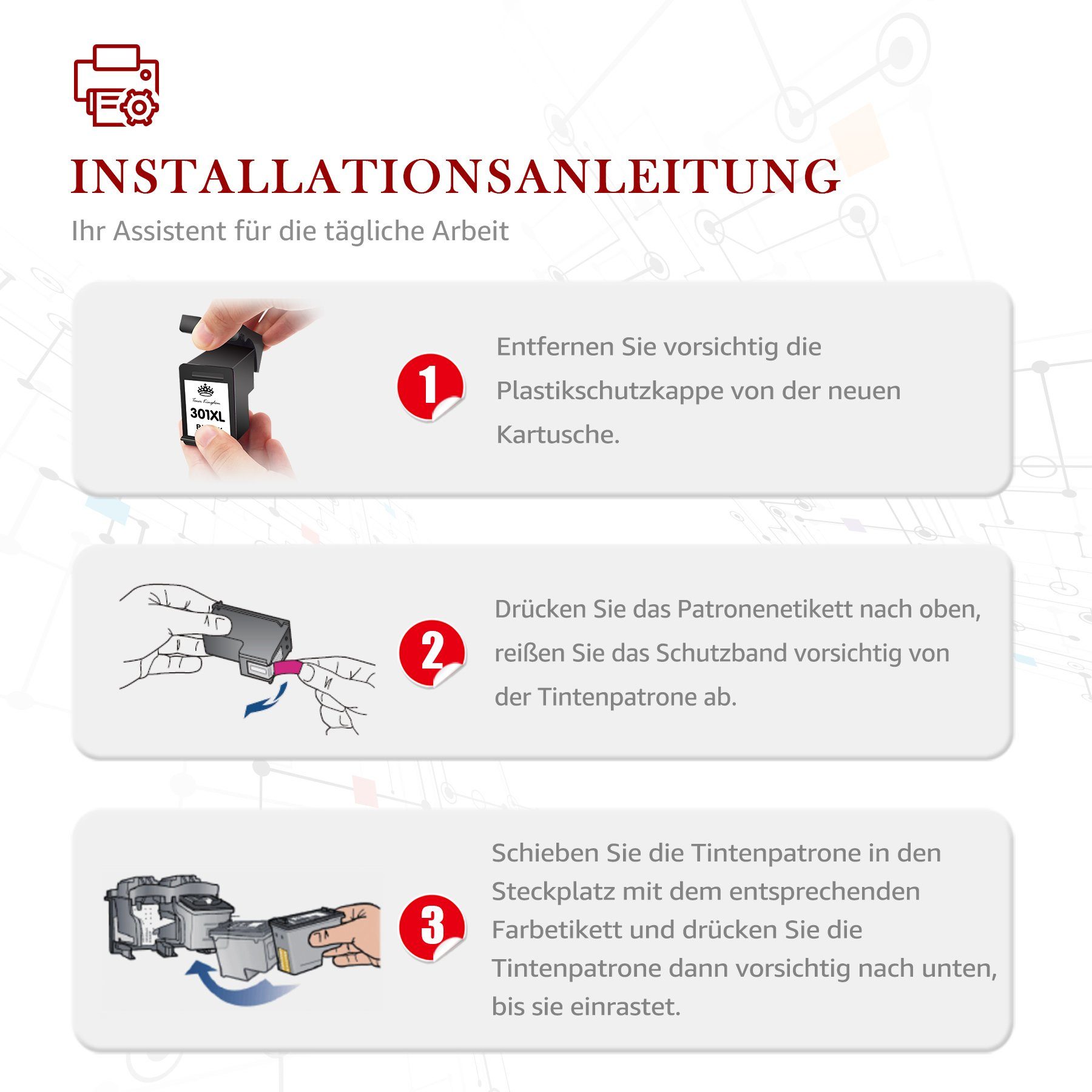 Toner deskjet 2542 301 Kingdom 2PACK für HP 301XL HP Tintenpatrone XL 3055a 2540