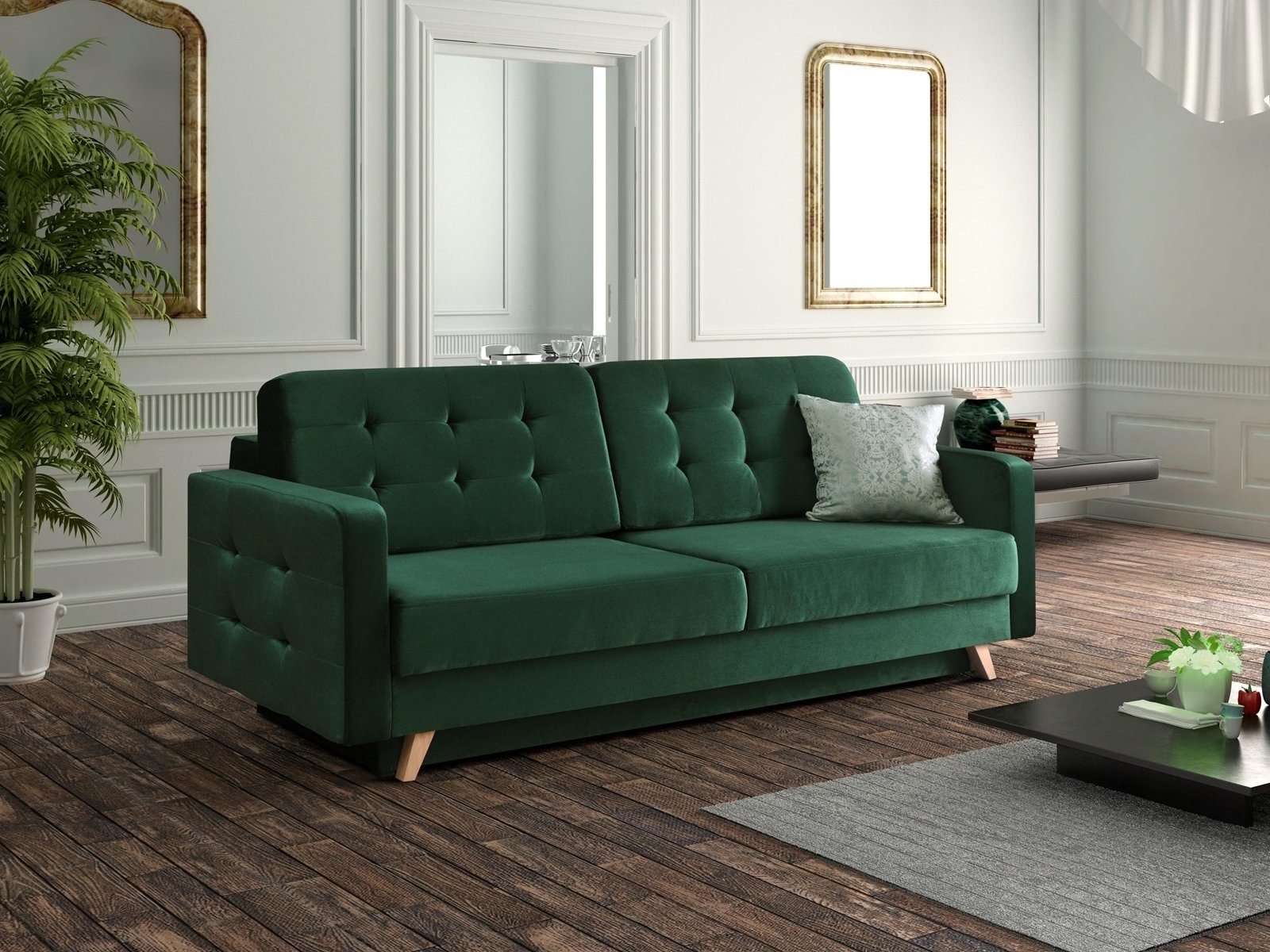 Beautysofa Schlafsofa Schlafsofa TEXAS Steppung Sofa Couch Wohnzimmer Schlaffunktion, mit Bettkasten
