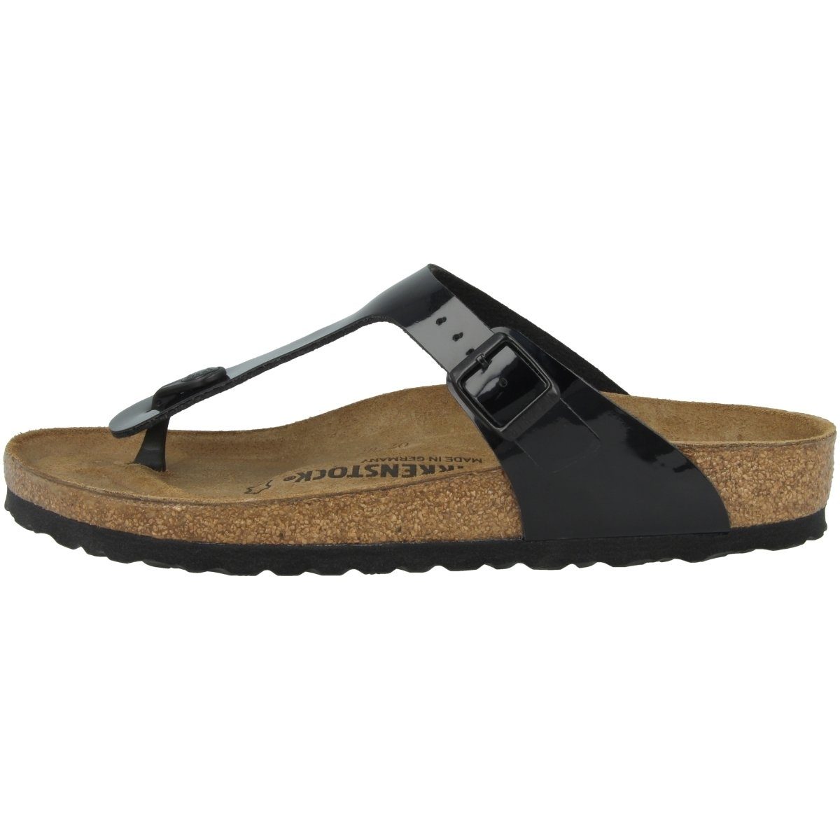 Gizeh schmal Birko-Flor Zehentrenner Lack Birkenstock Damen Schwarz Lack (Schmal)