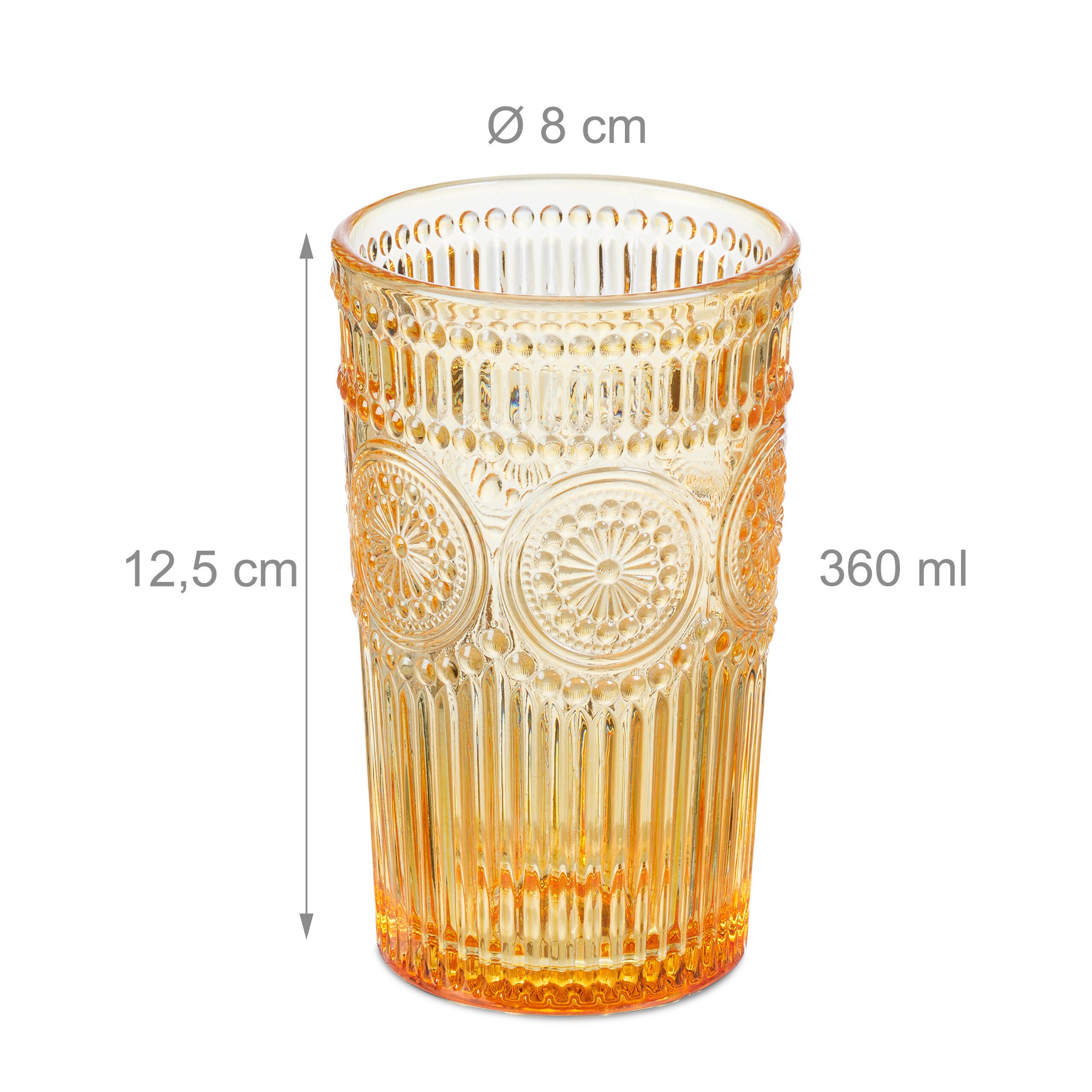 relaxdays Gläser-Set Trinkgläser Vintage 4er Set, 4-tlg., Glas, A – Bild 4 von 5