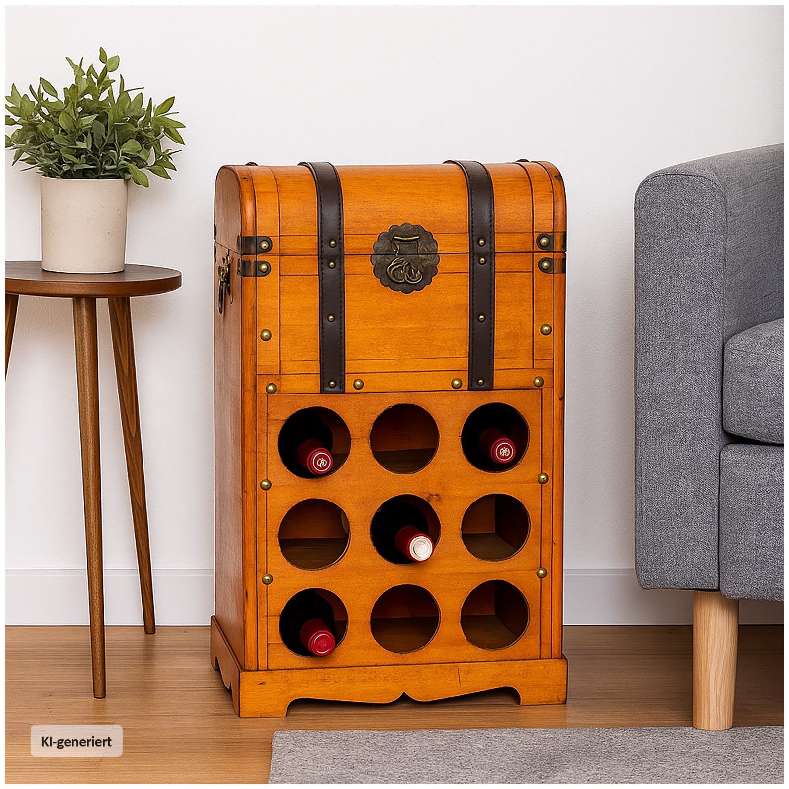 HTI-Living Weinschrank Weinbar rustikal für 9 Flaschen Alistair Rotbraun (Stück, 1-St., 1 Weinregal) Weinregal