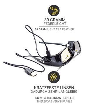 Hi-SHOCK 3D-Brille 7G Black Diamond DLP Pro, kompatibel mit DLP 3D Beamer von Acer, BenQ, Viewsonic, Optoma, LG