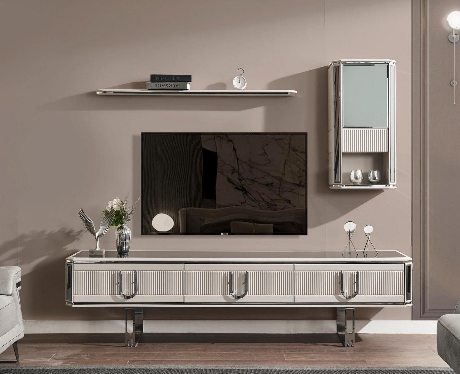 JVmoebel tv Ständer Regale Wohnwand tv Sideboard Wohnzimmer Weiß TV-Ständer