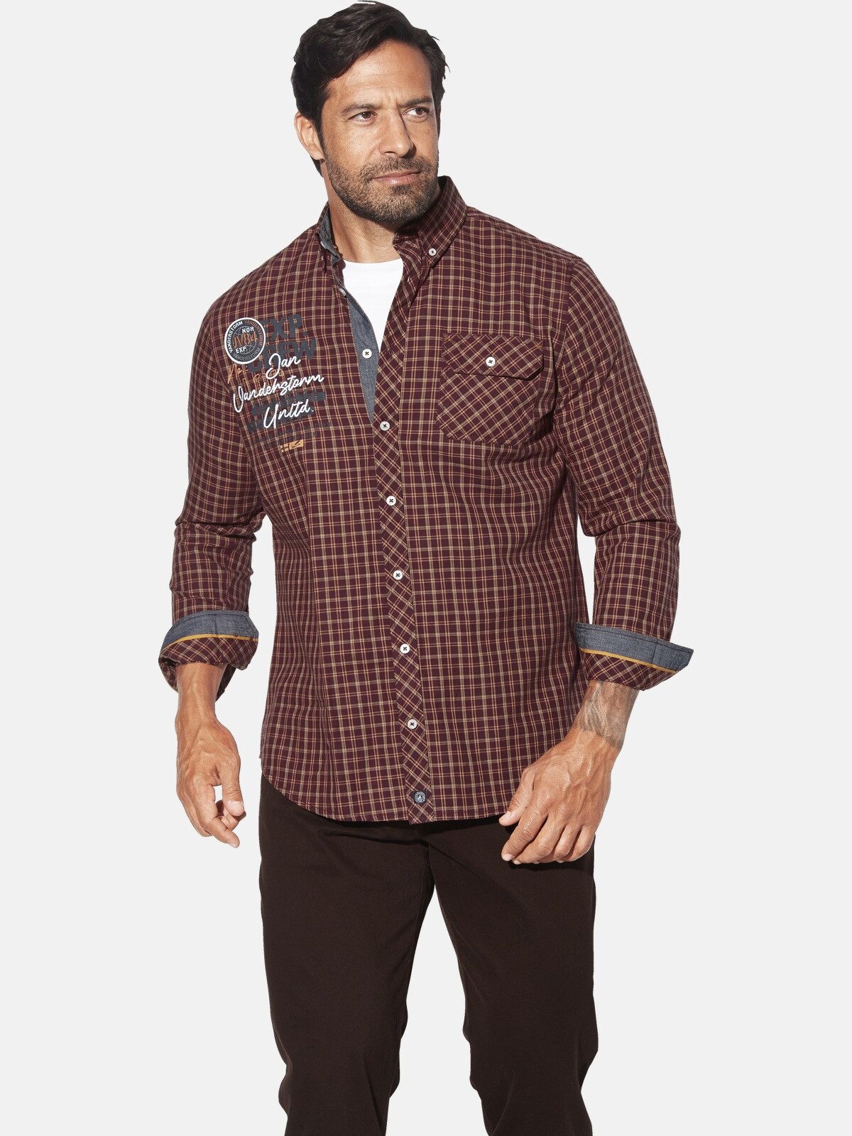 Jan Vanderstorm Langarmhemd PERTAVIN mit knöpfbarer Brusttasche günstig online kaufen