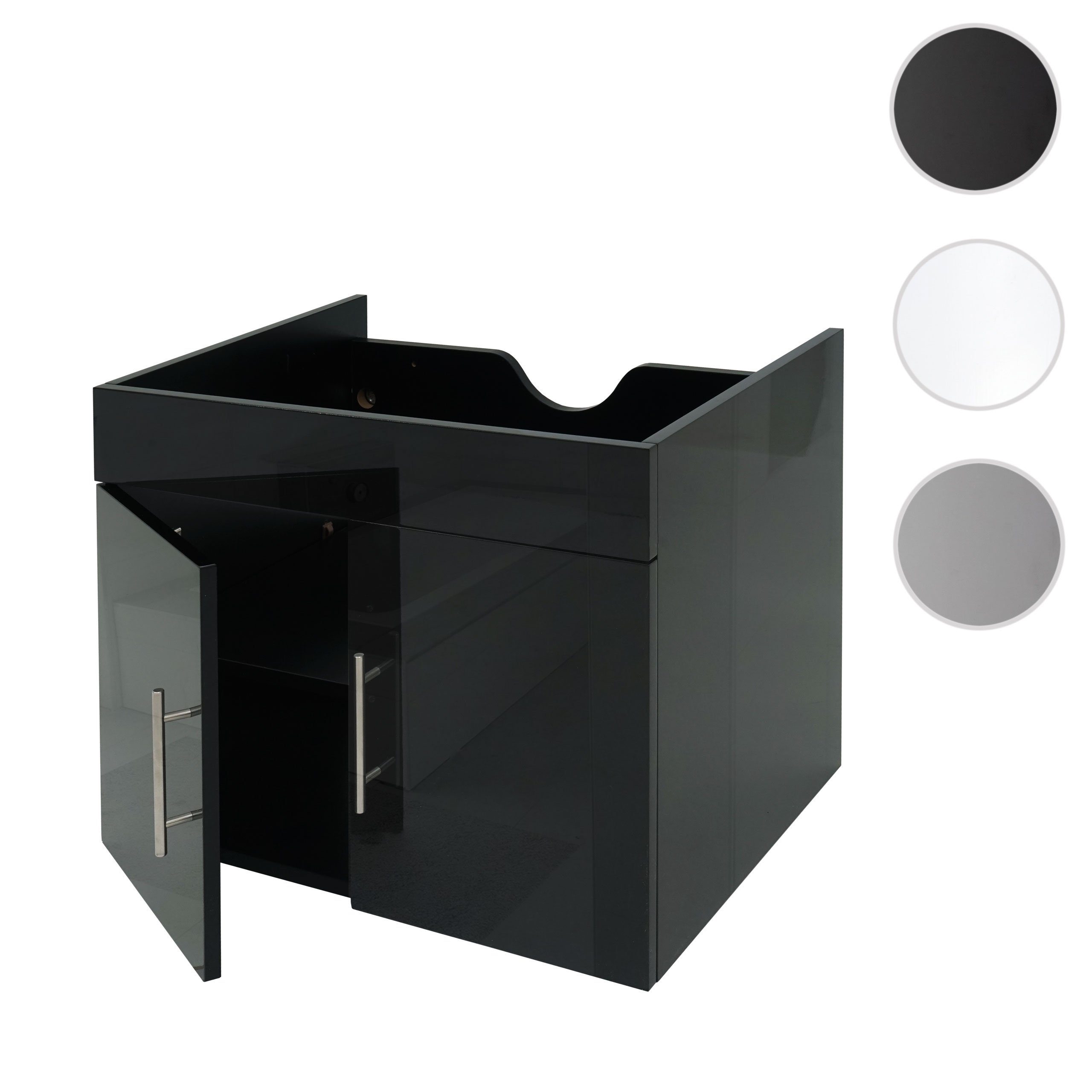 MCW Waschbeckenunterschrank MCW-D16-WU (1-St) Hochglanz-Optik, 2 Türen, Einlegeboden in 3 Höhen montierbar