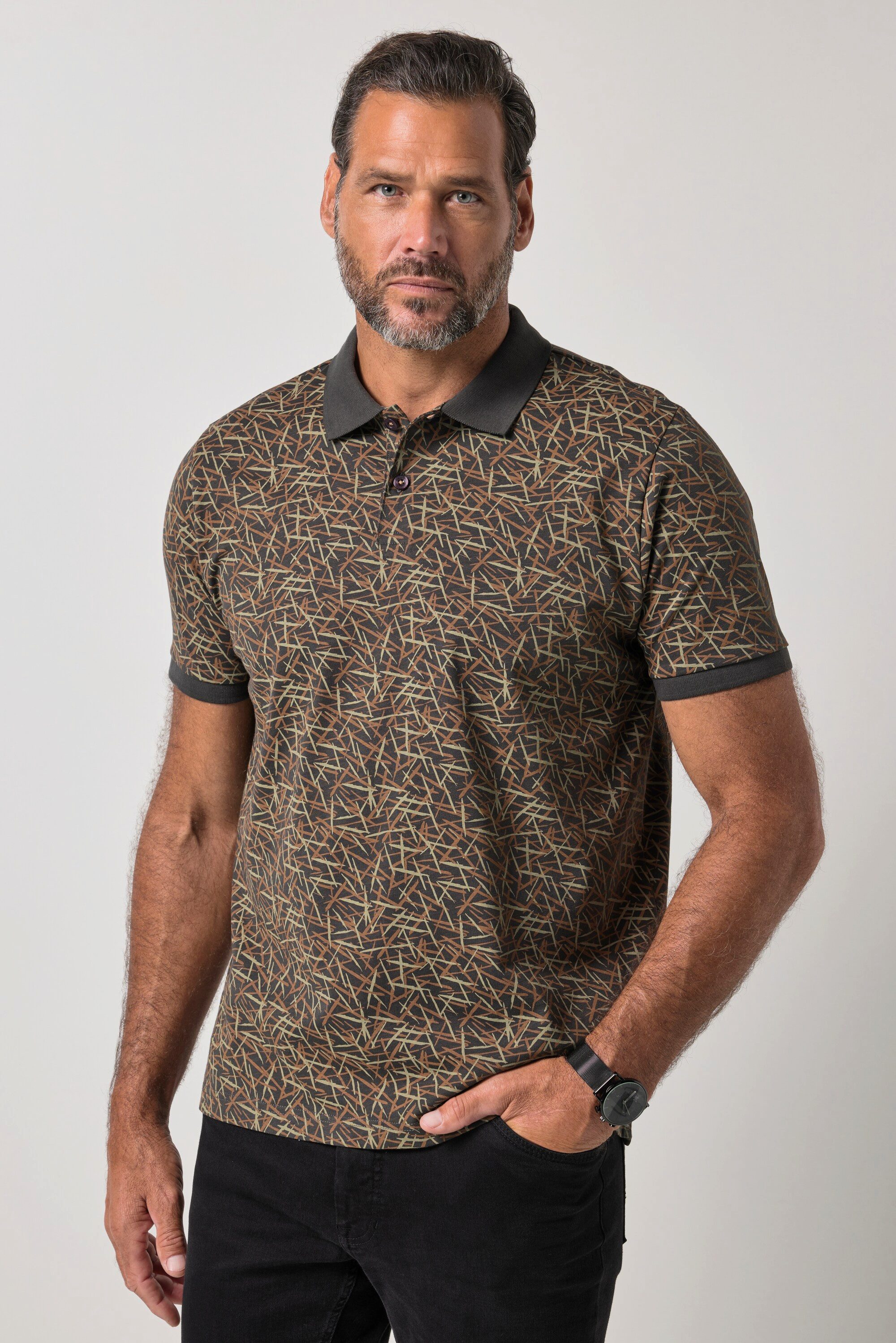 Poloshirt Poloshirt Halbarm Jersey Alloverdruck bis 8 XL