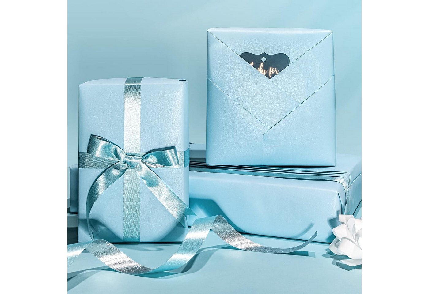 Thumbnail - LuxusKollektion Geschenkpapier Blaues Mattes Geschenkpapier Minirolle Einfarbig Perlmutt Glanzpapier