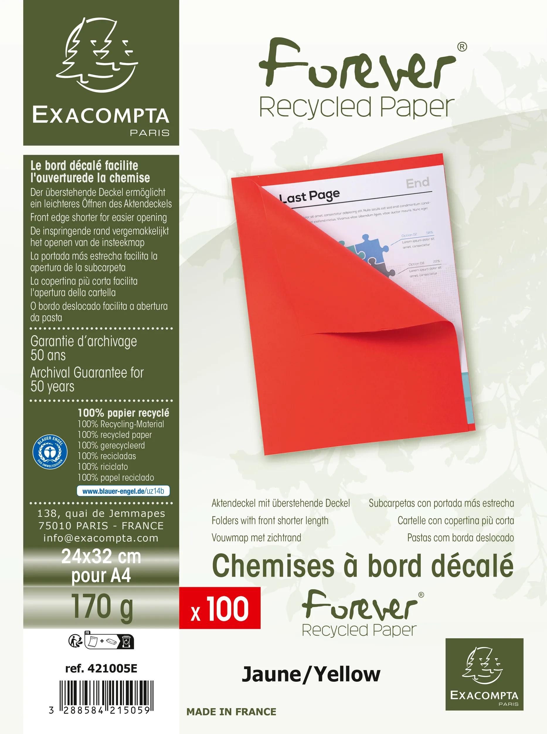 EXACOMPTA Organisationsmappe 5x 100er Packung FOREVER® 170 mit rotem Rand - Gelb - 421005E, Aktendeckel