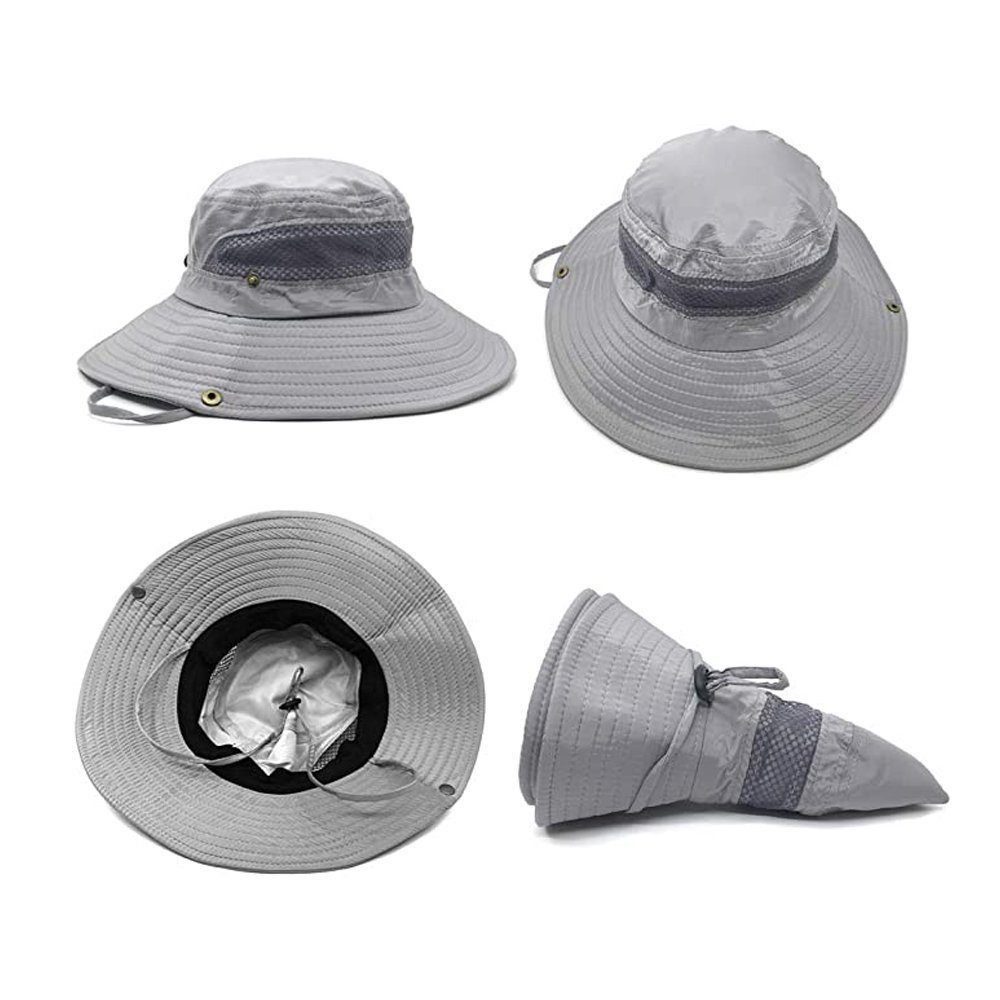 feinlux Sonnenhut Herren-UV-Schutz-Sonnenhut (Packung, Sommer Outdoor Fischerhut) Atmungsaktiv, Vergrößerter Hutrand, Windseil, Schweißband
