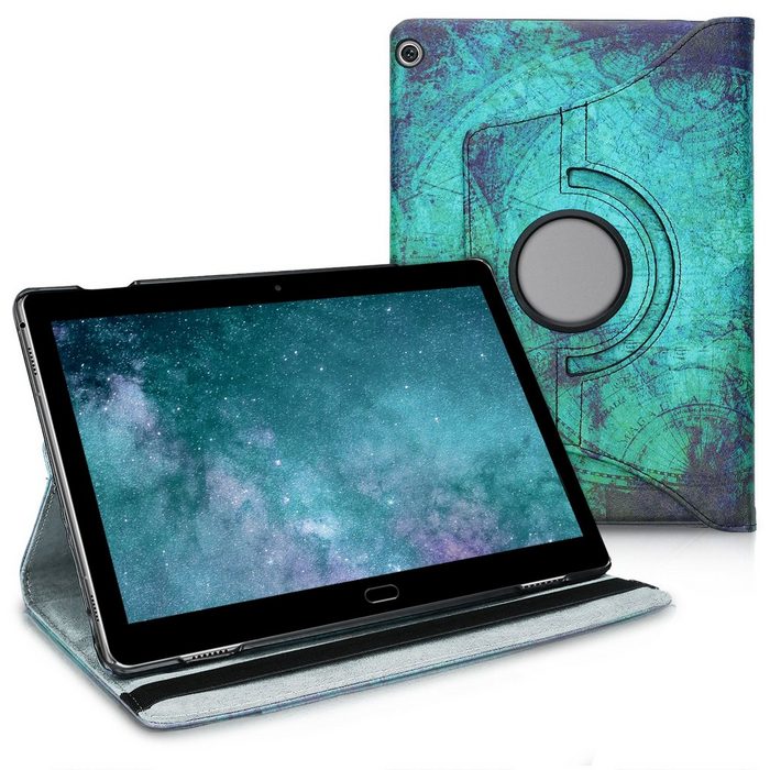 kwmobile Tablet-Hülle Hülle für Huawei MediaPad M3 Lite 10 360° Tablet Schutzhülle Cover Case - Anker Landkarte Design