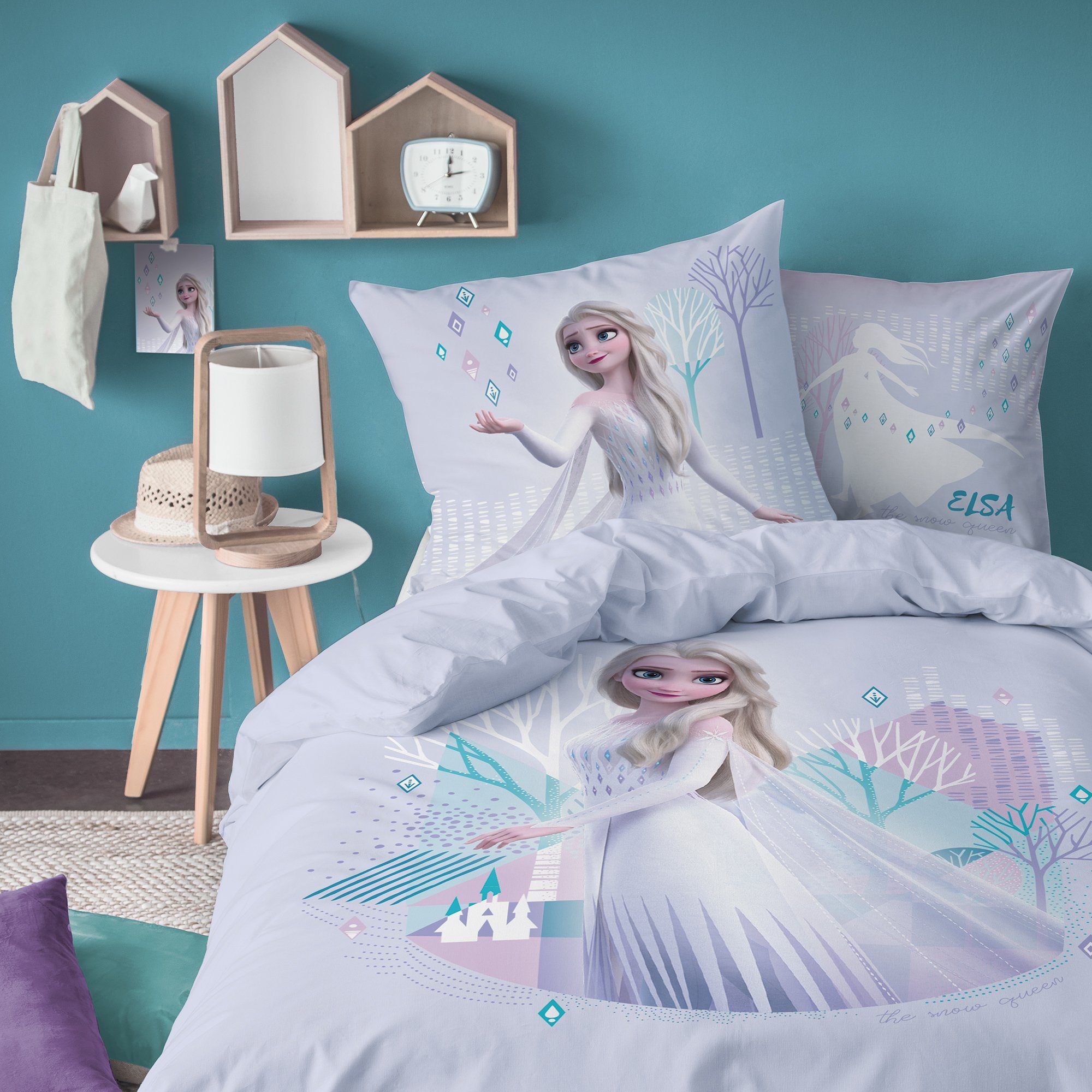 CTI Kinderbettwäsche Frozen Snow Queen Biber Bettwäsche Flanell 80 x 80 cm / 135 x 200 cm