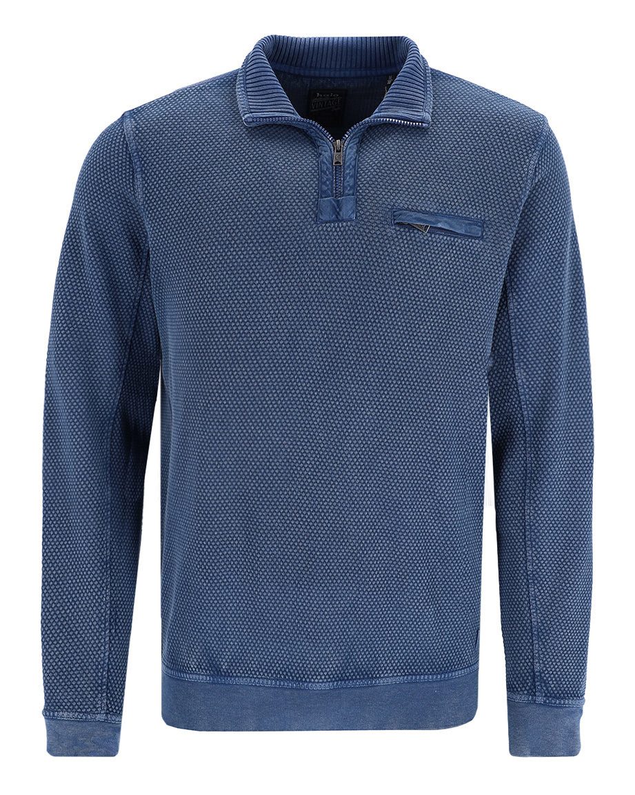 Hajo Sweatshirt Strukturiertes Washer-Sweatshirt in reiner Baumwolle