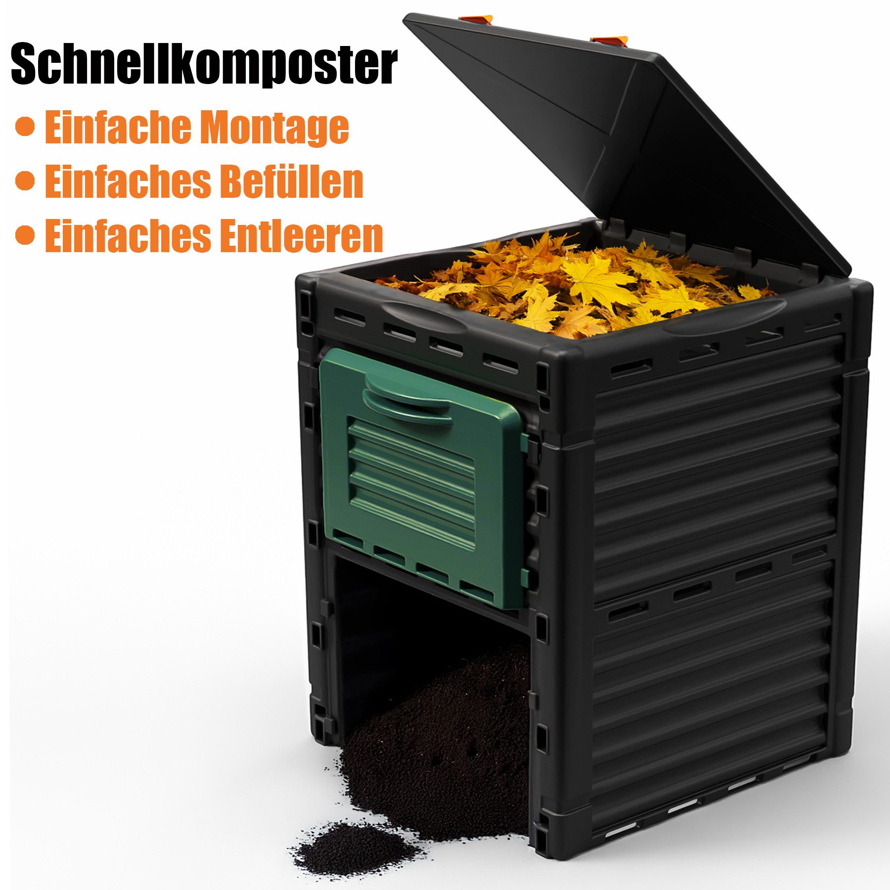 BigDean Schnellkomposter Komposter Garten 300 Liter - aus wetterfestem Kunststoff, BxTxH: 58x59x81 cm, 300 l, (1 St), Wetterfester Robuster Kunststoff, Langlebi – Bild 4 von 5
