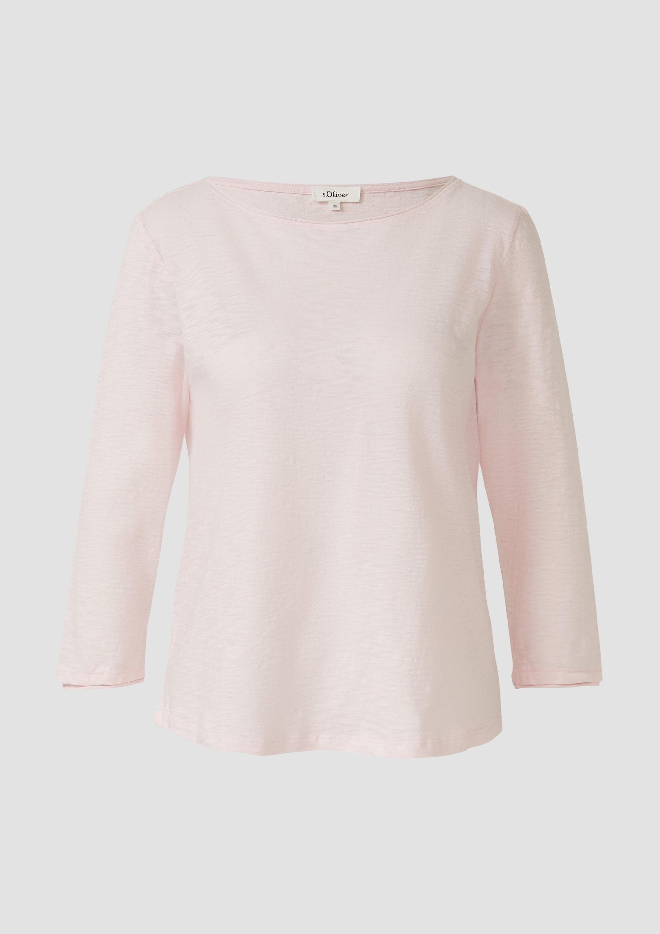 s.Oliver 3/4-Arm-Shirt T-Shirt Shirt mit Flammgarnstruktur und 3/4-Ärmeln