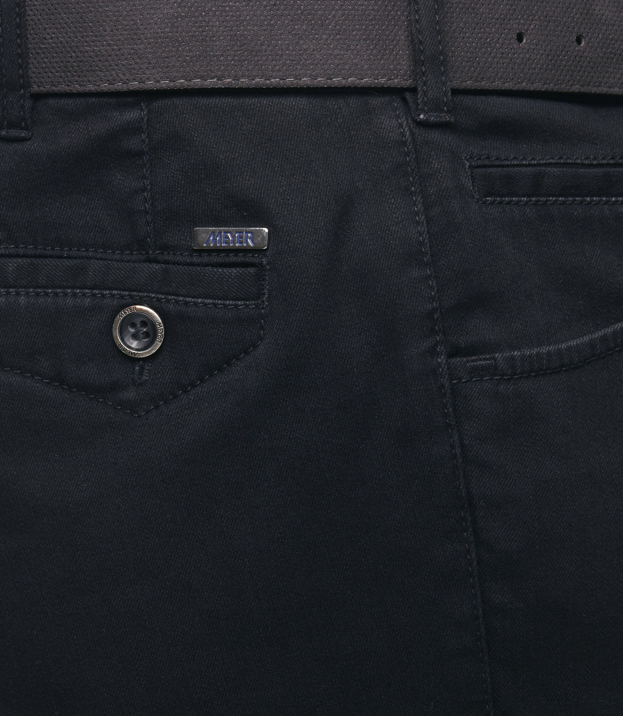 MEYER Chino mit schwarz Slim-fit-Jeans Stretch-Dehnbund Dublin