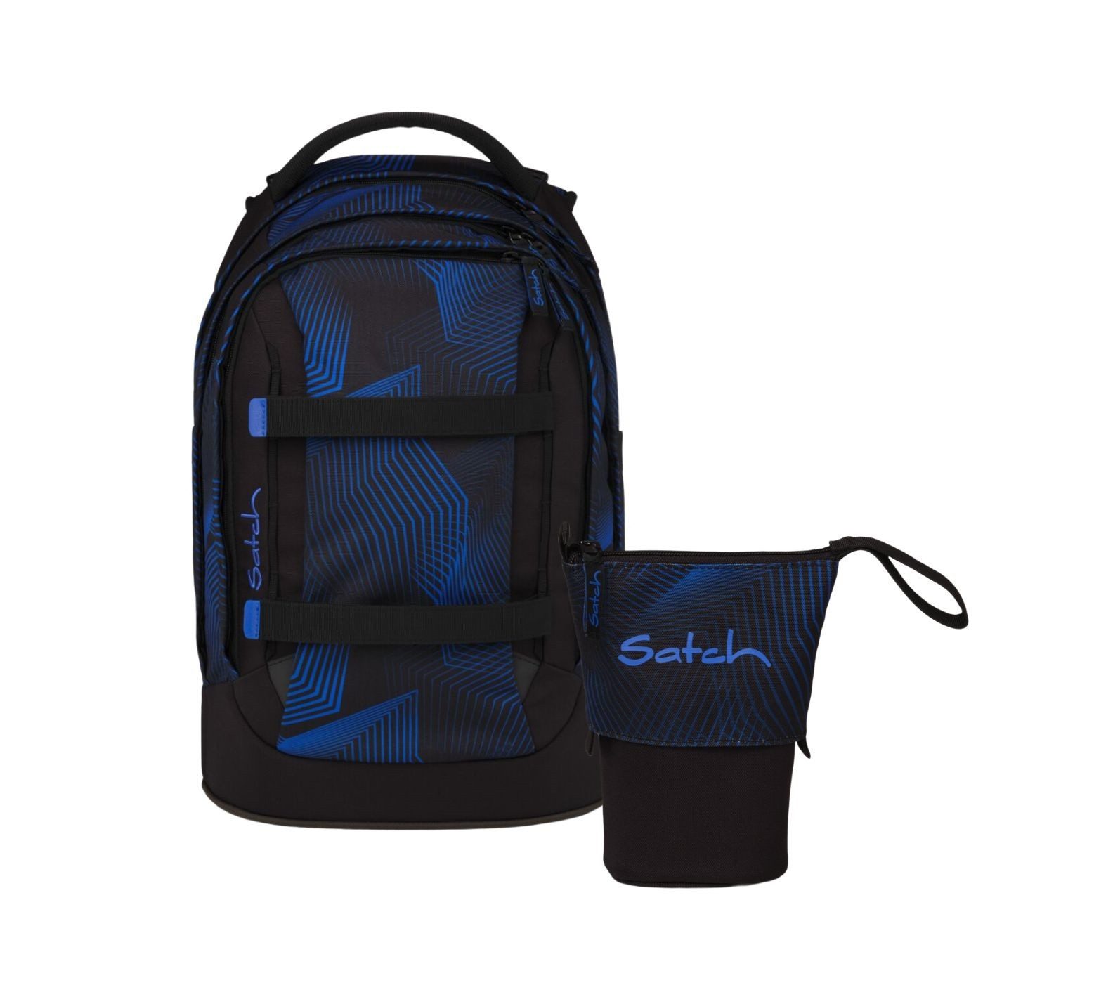 Satch Schulranzen Schulrucksack-Set PACK Seismic Blue 2-teilig (2-teilig), ergonomisch, Your-Size-System, 5 Fächer