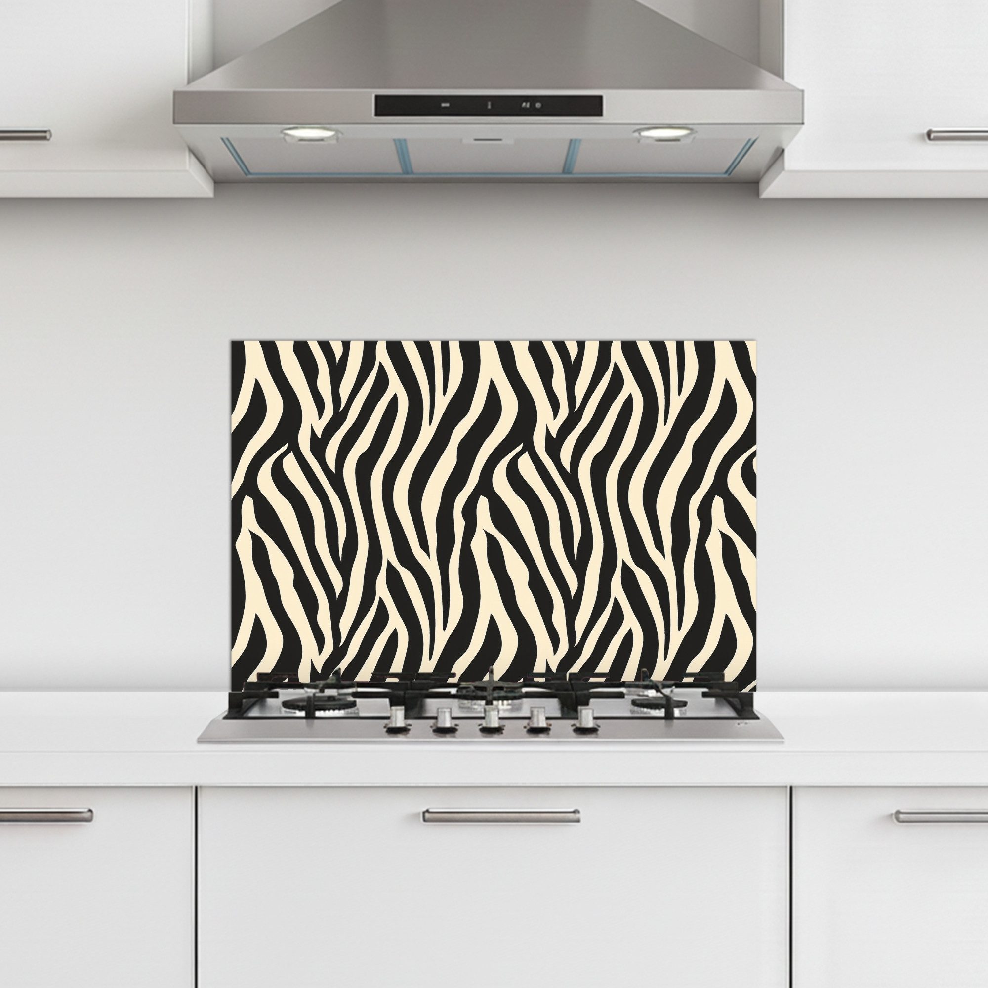 KitchenYeah Küchenrückwand selbstklebend (keine Folie) Zebra - Druck - Klassisch - Schwarz, (1-tlg), Küchenrückwand, Küchen Zubehör, 60x40 cm