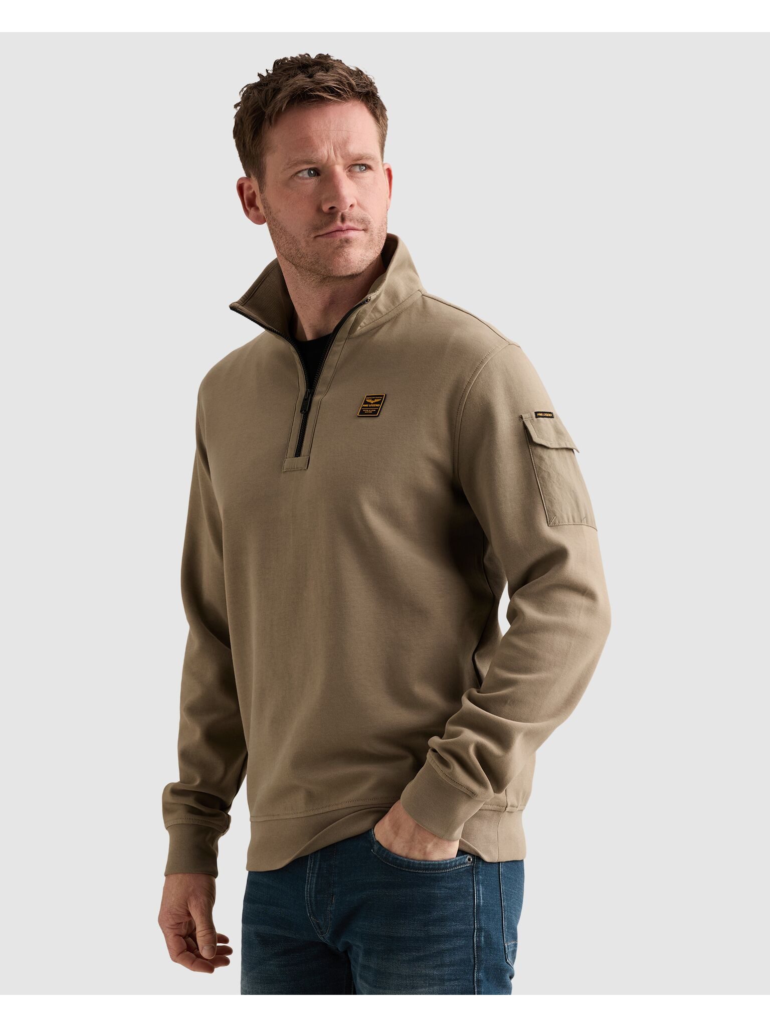 PME LEGEND Sweatshirt mit Troyer Kragen und Ärmeltasche