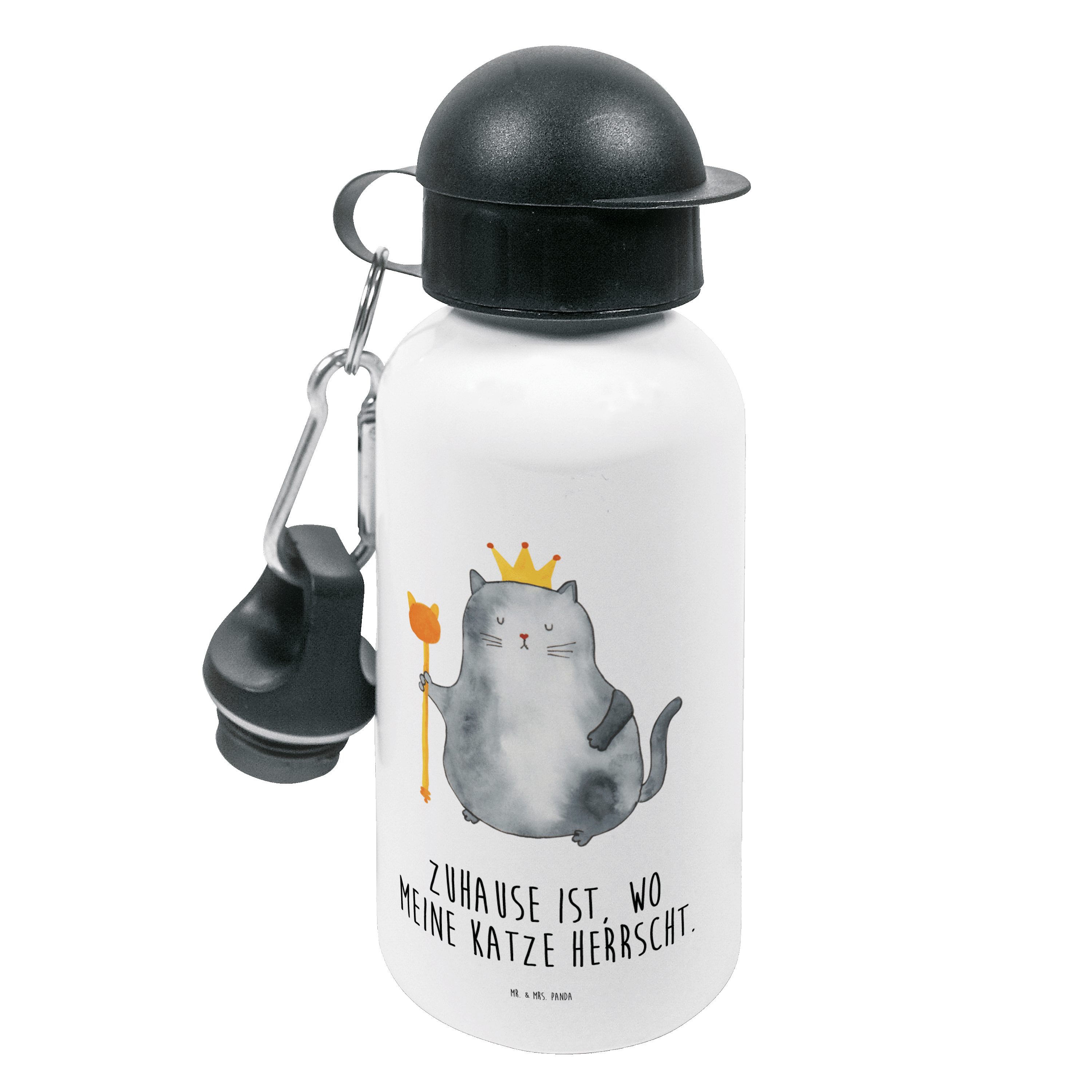 Mr. & Mrs. Panda Trinkflasche Katzen Koenig - Weiß - Geschenk, Jungs, Königin, Miau, Kinder Trinkfl