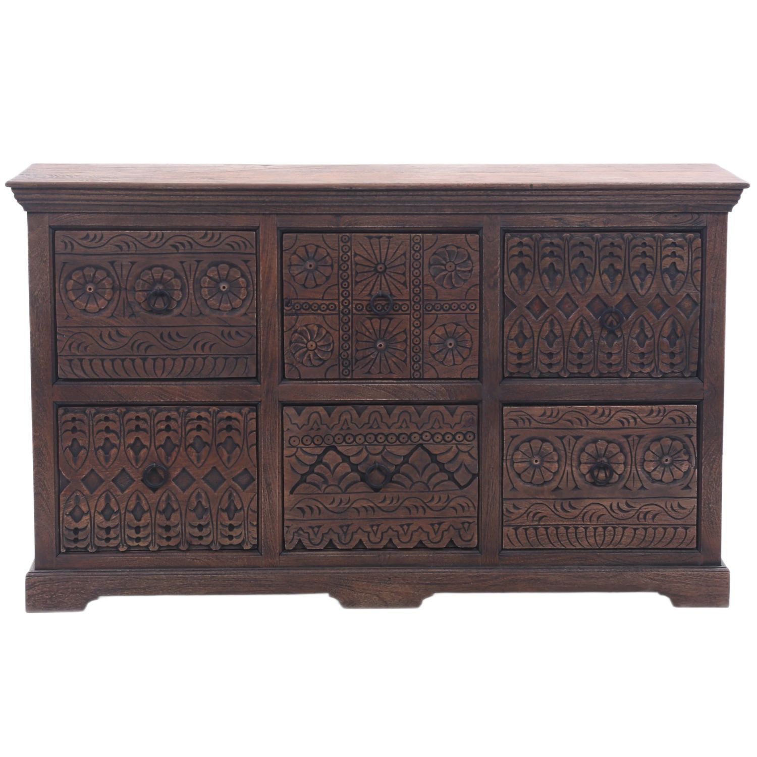 Kommode Vintage Sideboard Mapy handgefertigt aus Mangoholz in Braun 90 cm