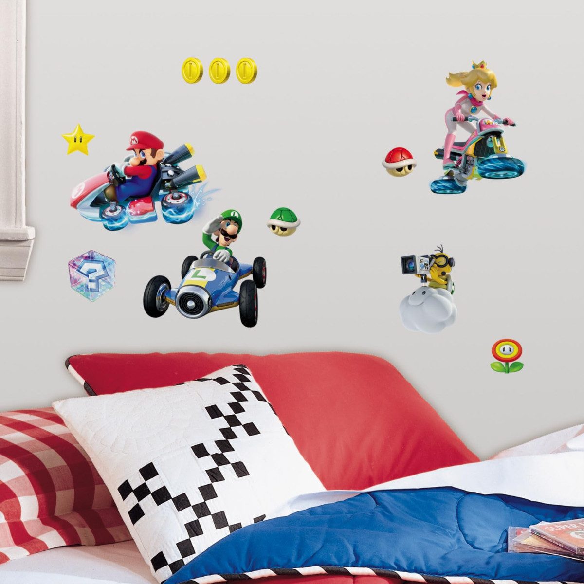 Mario Kart Wandsticker 8 Dekosticker 44 Teile Wandtattoo für Kinderzimmer und Spielzimmer (8 St)