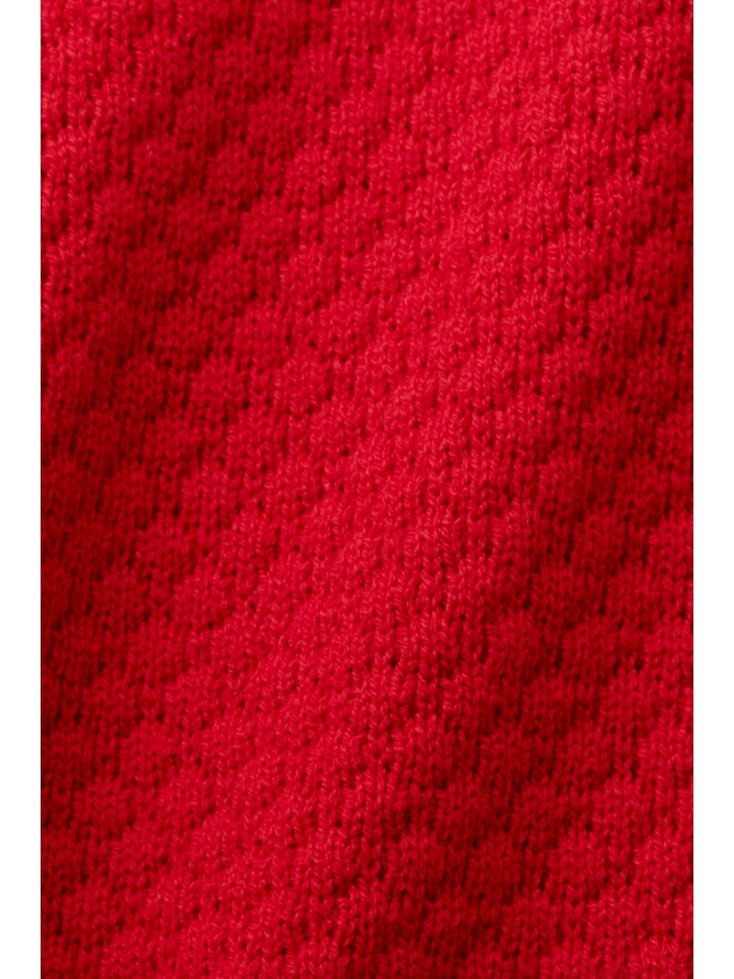 Strukturierter Rundhalspullover DARK Baumwollmix Strickpullover, RED Esprit