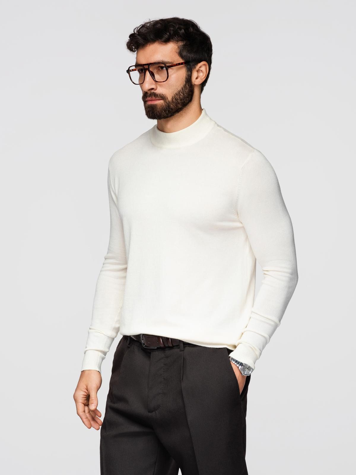 Rollkragenpullover Gestrickter halber Rollkragenpullover für Männer mit Viskose