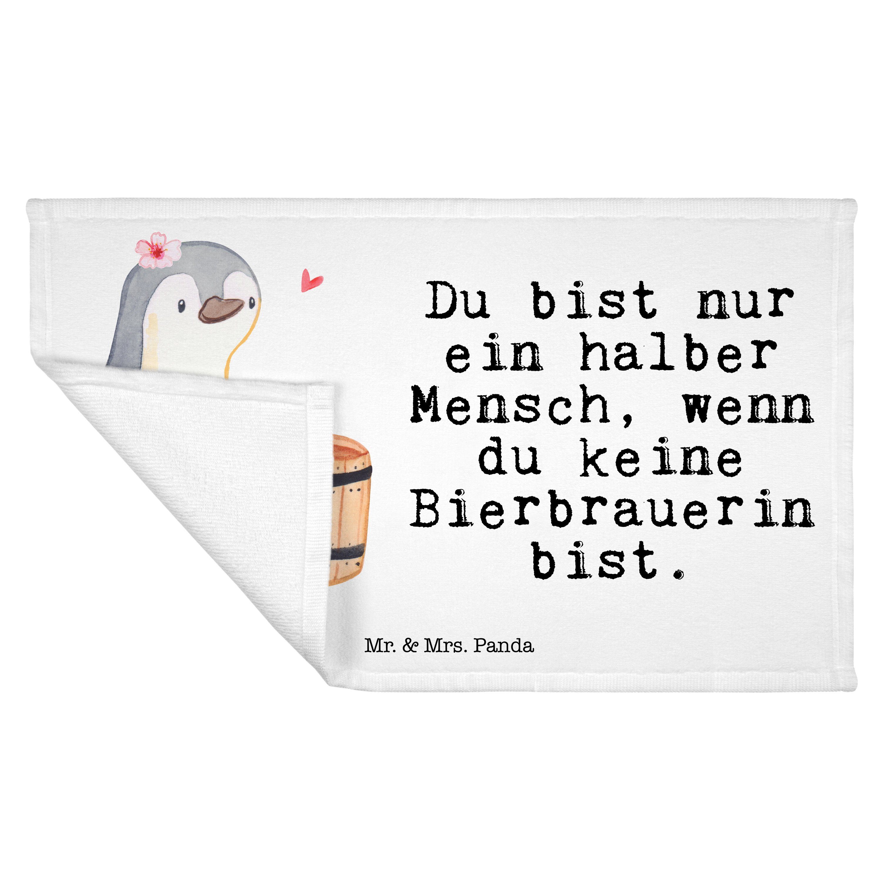 - Geschenk, Herz Weiß (1-St) Mrs. Mr. Panda Bierbrauerin - Biergeschenk, mit Handtuch Arbeitskollege, &