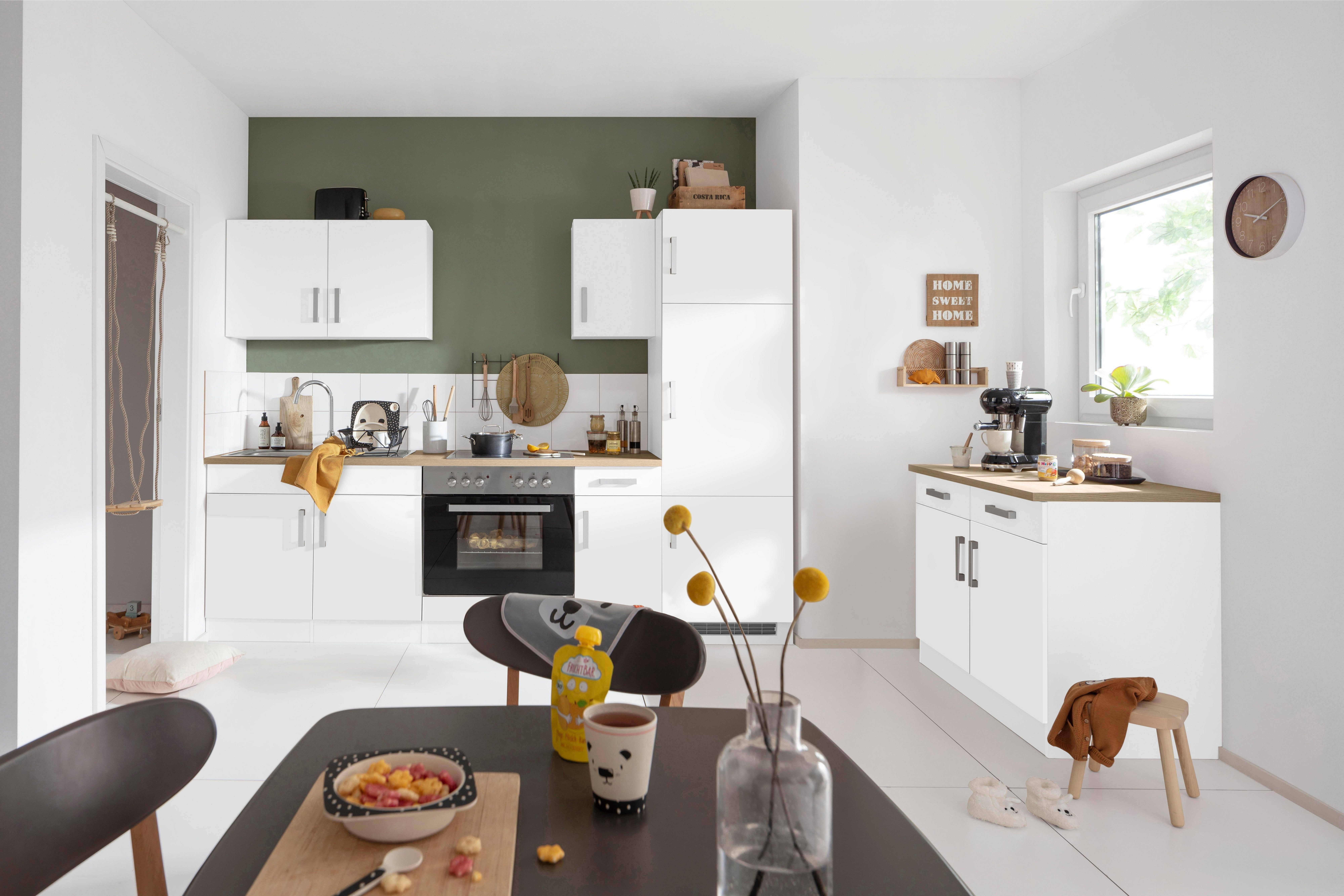 KOCHSTATION Küchenzeile KS-Gera, Breite 270 cm, wahlweise mit E-Geräten, mit Arbeitsplatte