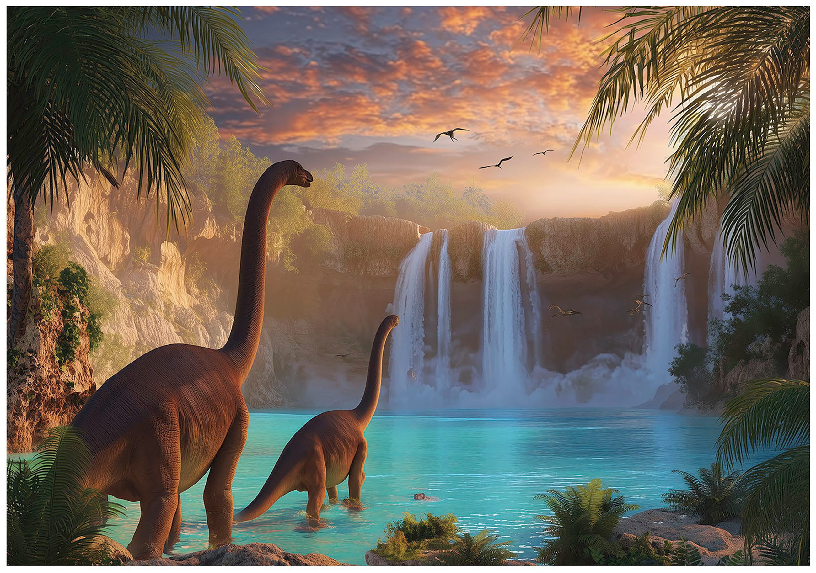 Wallarena Fototapete Kinderzimmer Dinosaurier Wasserfall Kinder Vlies Tapet günstig online kaufen