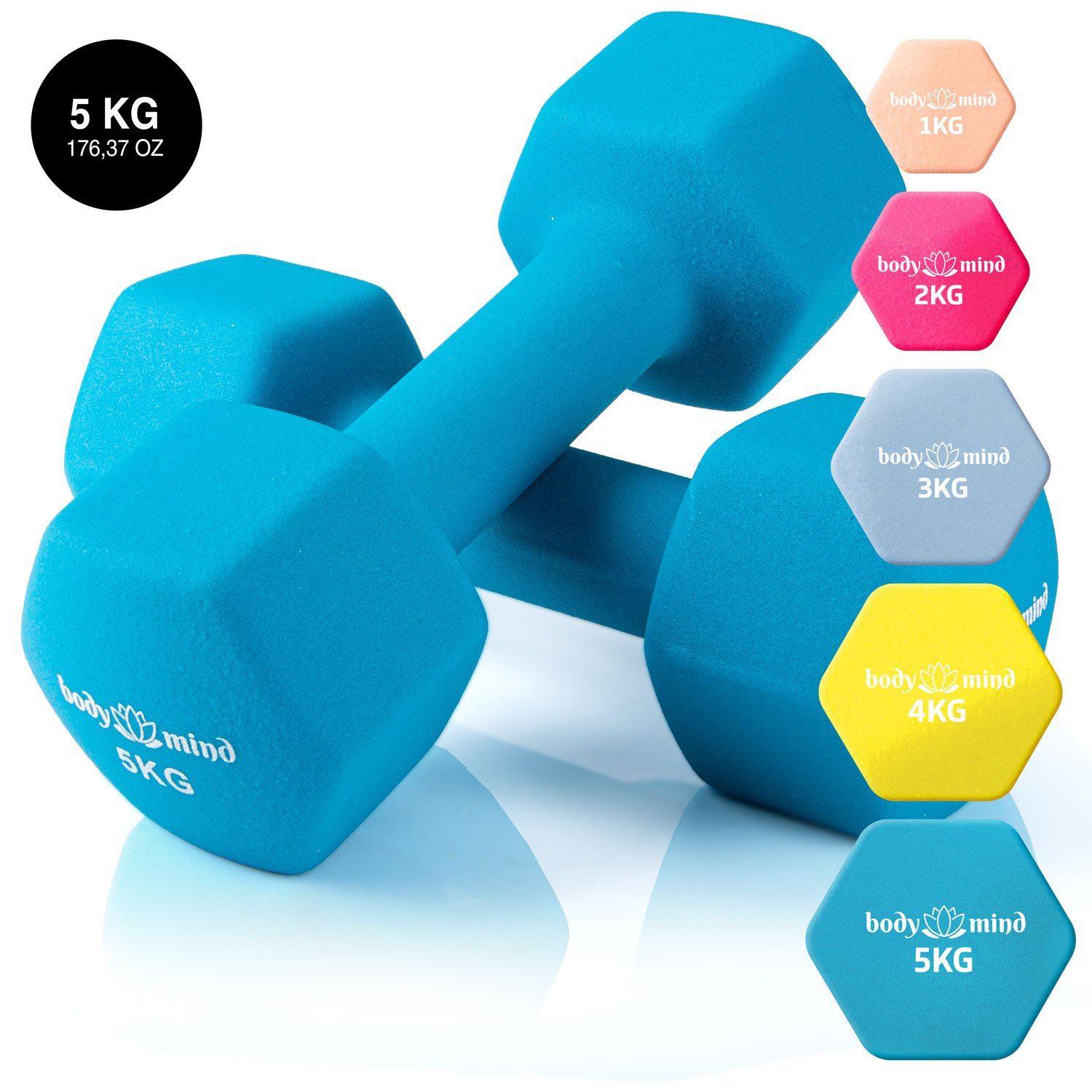 Body & 5 2 Workout Effektives Zuhause (Dumbbells, kg x Mind für Hantel-Set Kurzhanteln, Gymnastikhanteln Krafttraining), Fitness