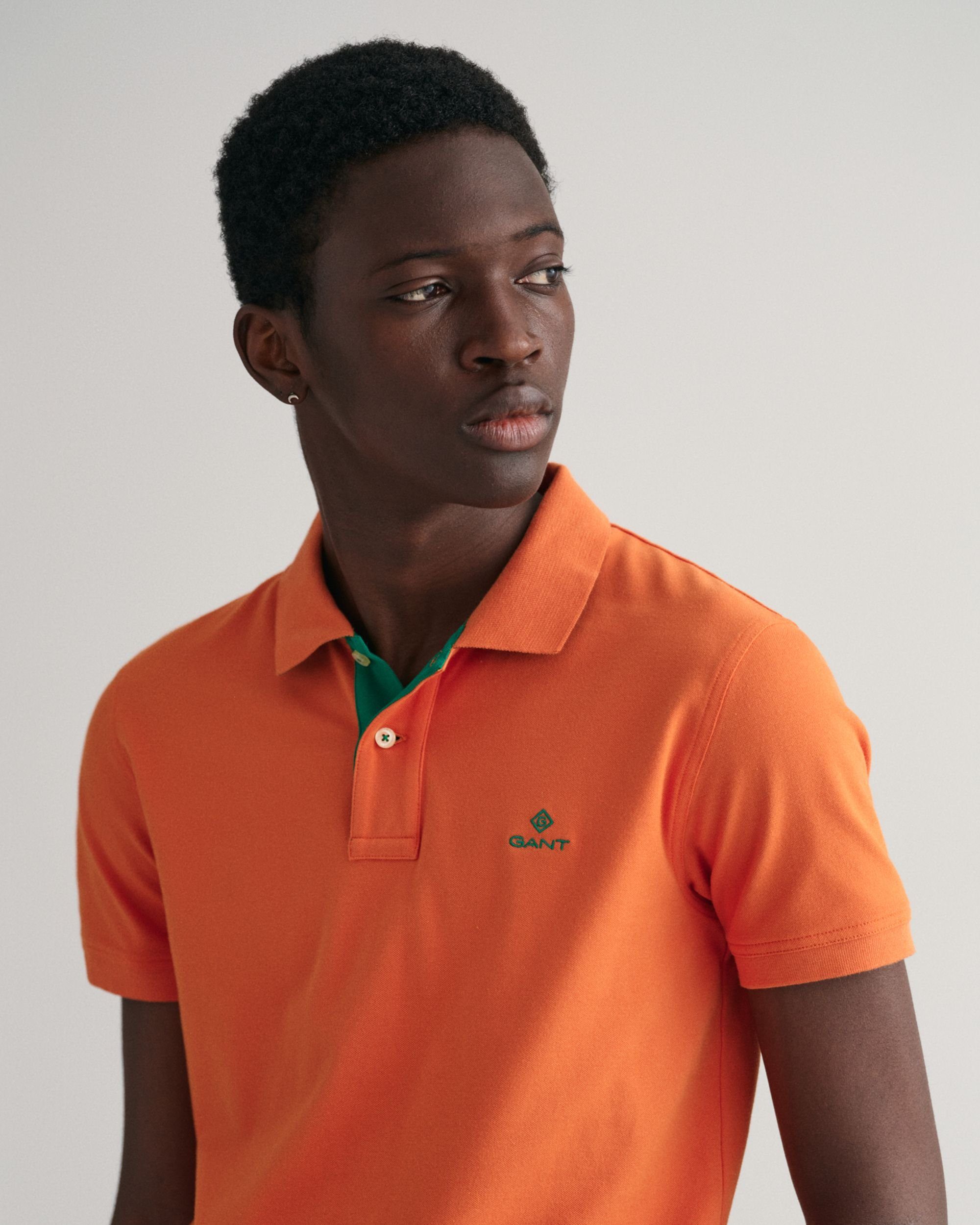 Poloshirt mit Kontrastkragen Gant orange pumpkin Piqué Businessshirt