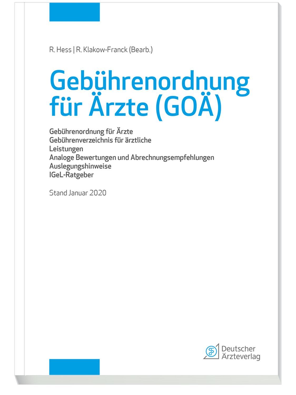 Gebührenordnung für Ärzte (GOÄ), Stand Januar 2020 / diverse