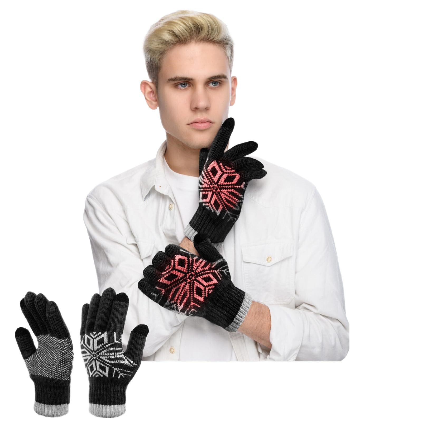 Bextsrack Strickhandschuhe Winterhandschuhe Doppellagige Touchscreen Warm H günstig online kaufen