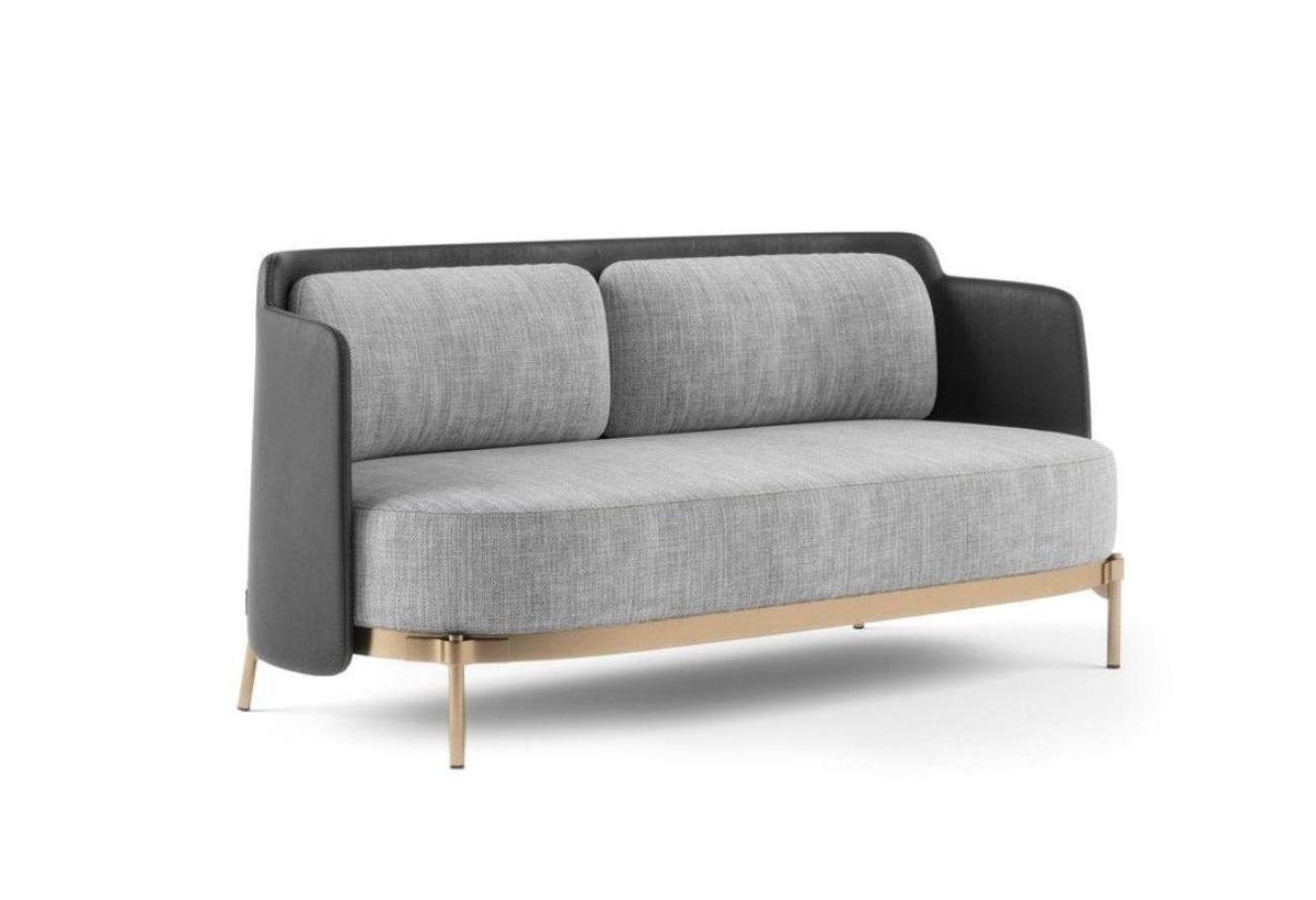 JVmoebel 2-Sitzer Europa 1 Wohnzimmer Teile, in Luxus Polster 2-Sitzer Made Couch Textil, Grauer Designer