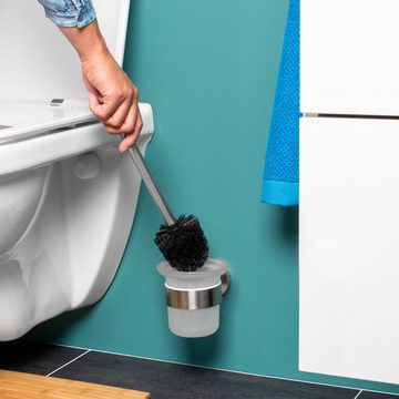 bremermann WC-Reinigungsbürste Bad-Serie PIAZZA- WC-Garnitur, Edelstahl matt & Glas