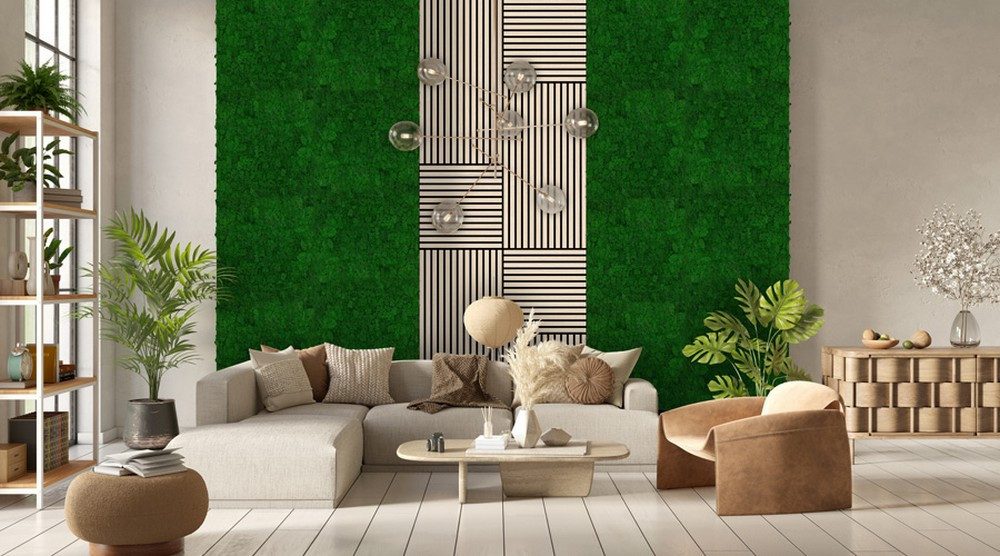JANGAL 3D Wandpaneel Modular Wall Akustikpaneel, Die Holz- und Steinoberflächen sind aus Echtholz- und Echtsteinfurnier