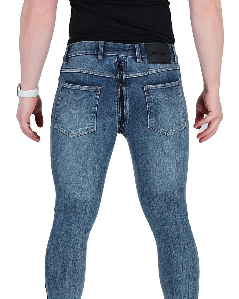 BOCKLE Lederhose Bockle® GAY-ZIP® Skinny Stretch PUSH-STRAP Jeans No.5