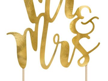 partydeco Tortenstecker, Cake Topper Mr & Mrs / Hochzeit 25.5cm, gold