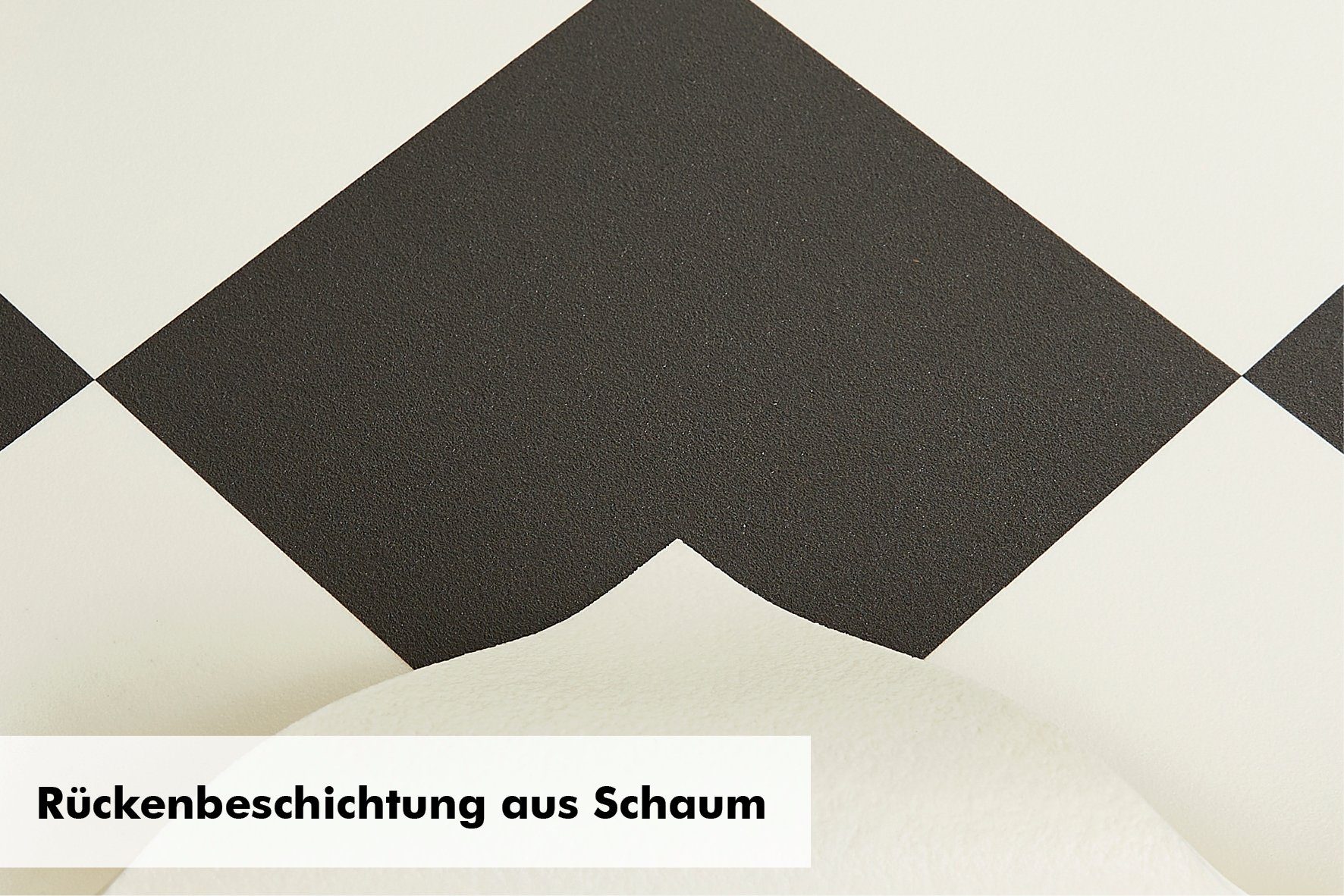 2 2,8 Bodenbelag PVC mm Andiamo Schachbrett Fliesenoptik, Meterware Scharz-Weiß, breit, Stärke m Vinylboden