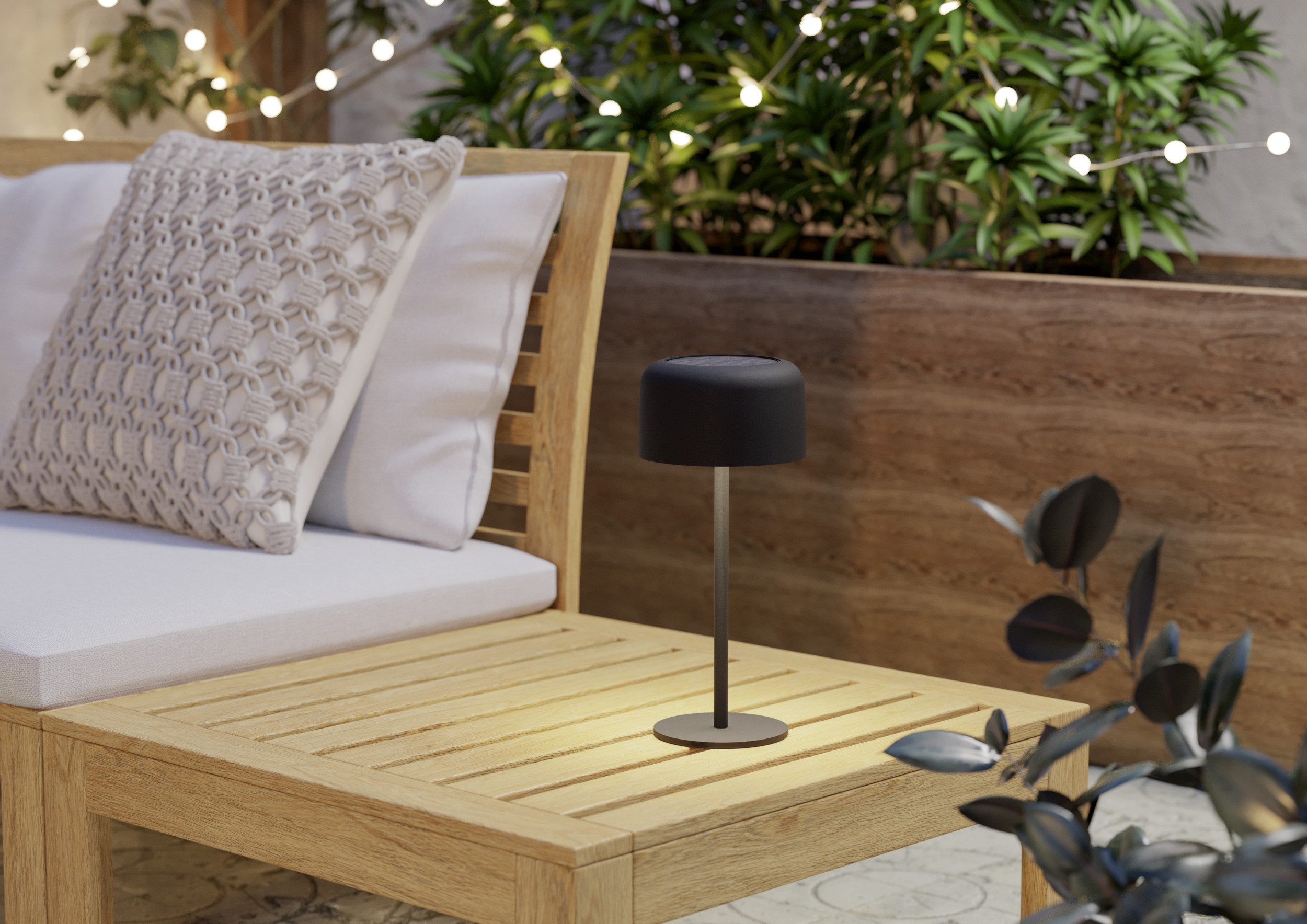 EGLO Tischleuchte ROCCANOVA Tischlampe - Stahl - SOLAR-LED - 2,8W - IP44, Dimmfunktion, USB-Anschluss mit Ladefunktion, mehrere Helligkeitsstufen, LED fest integriert, Warmweiß, Solarleuchte, Außentischleuchte, Akku, Leselampe, H30 x Ø13,5 cm
