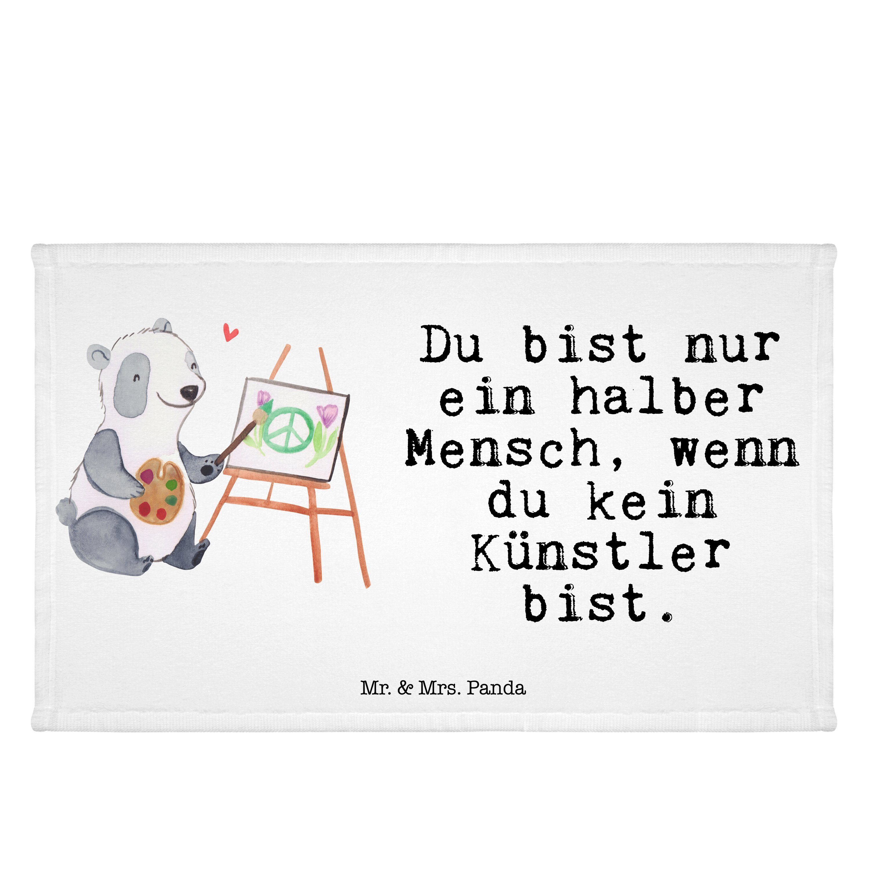 Mr. & Mrs. Panda Handtuch Künstler mit Herz - Weiß - Geschenk, Jubiläum, Kunstschule, Galerie E, (1-St)