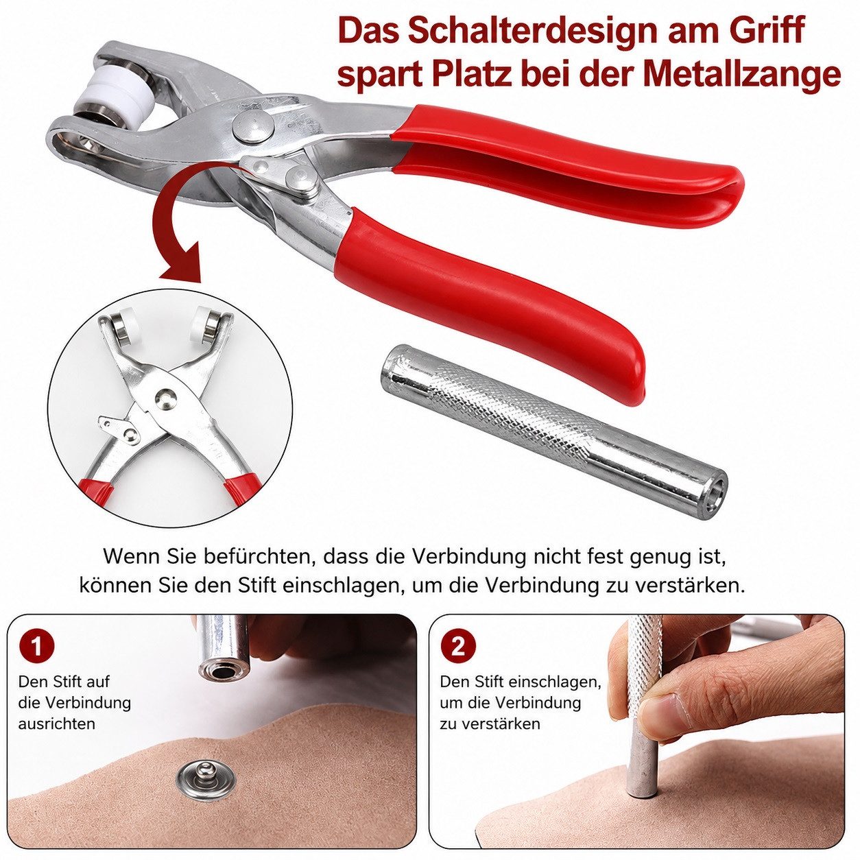 MOPUEA Druckknopf 200 Sets Edelstahl Druckknöpfe Mit Zange Druckknopf Set Ohne Nähen, Für DIY Kleidung Reparatur Druckknöpfe 9,5 mm 10 Farben