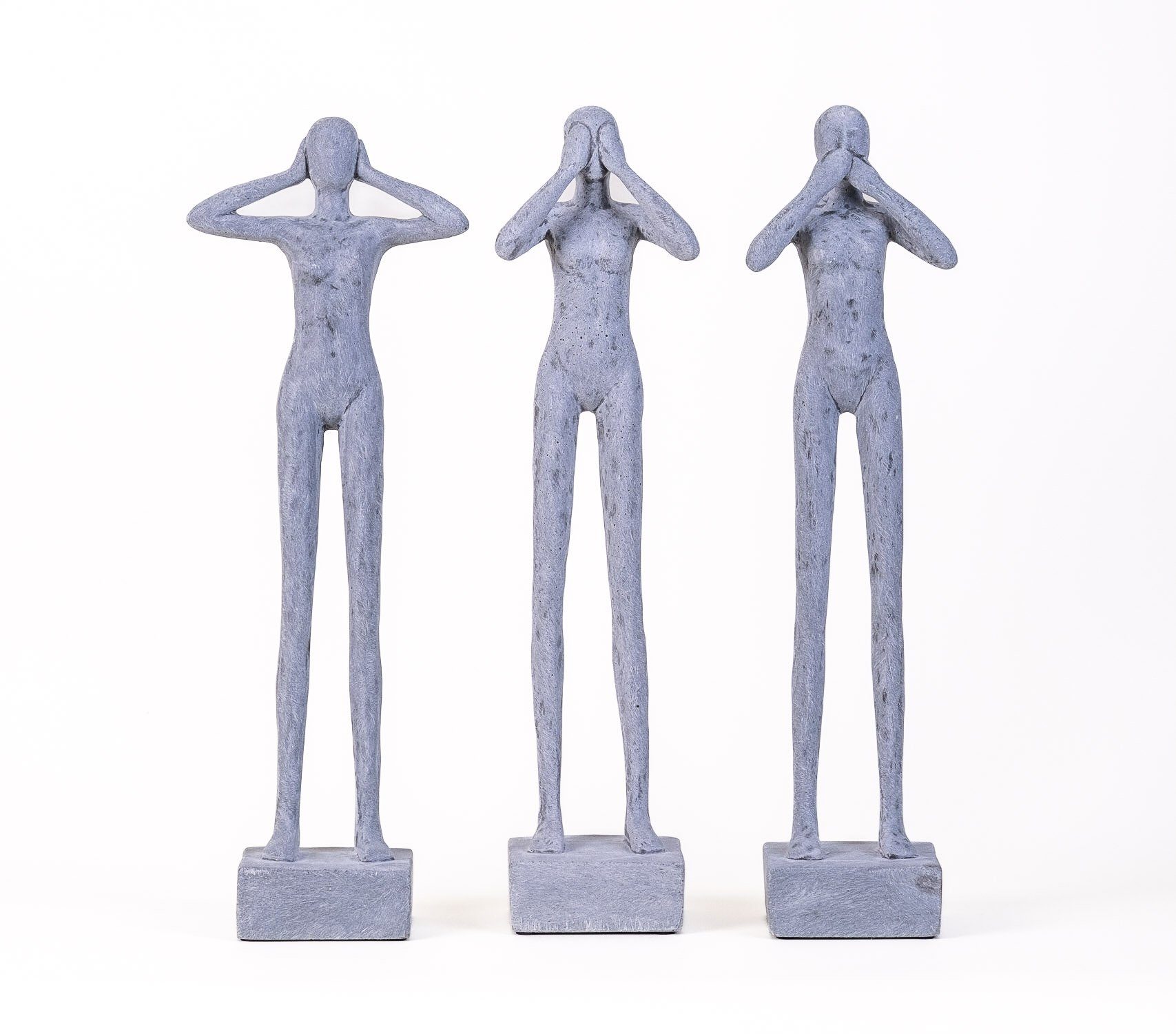 IDYL Dekofigur IDYL Sandsteinguss SET "Nichts hören-sehen-sagen", Moderne Figur "Figuren Set 3 St." in grau.