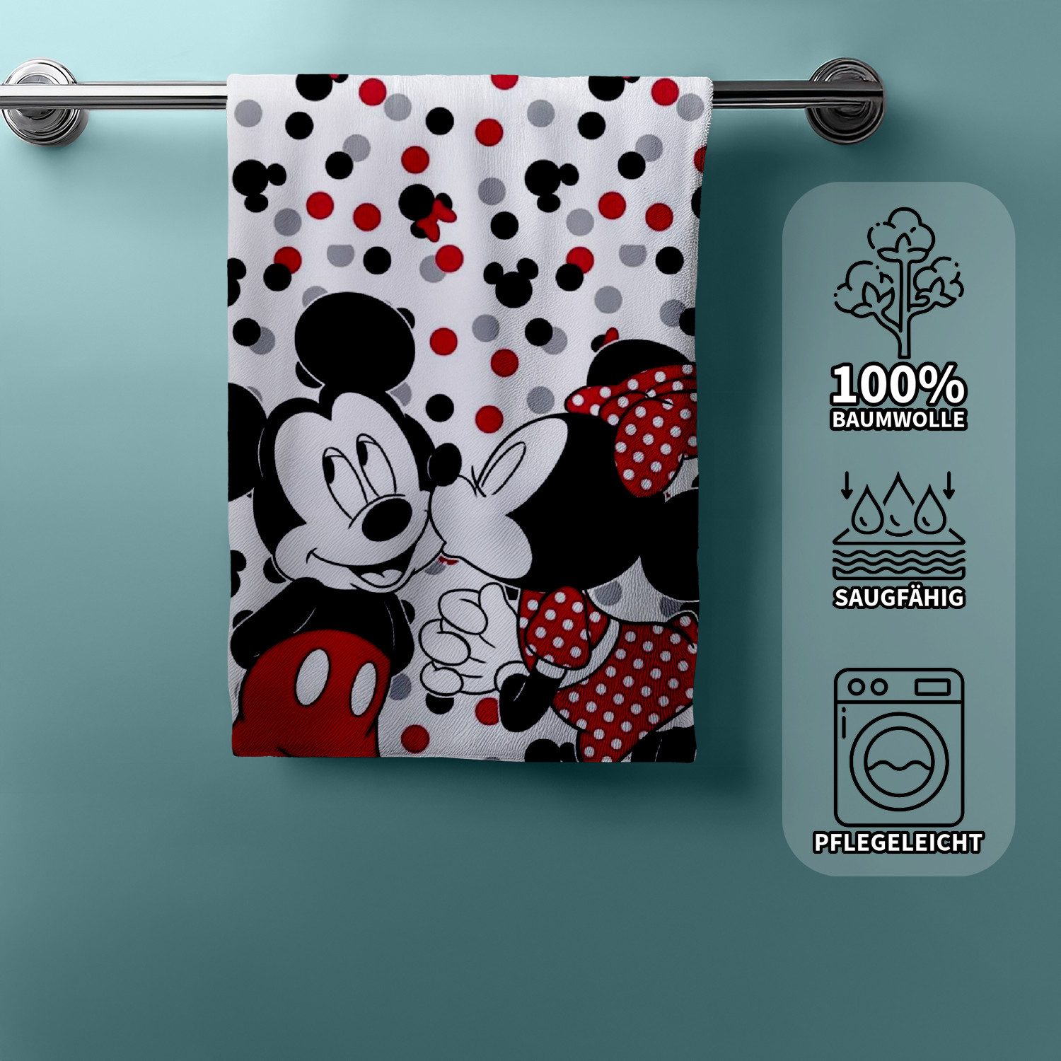 AY!Max Handtücher Minnie Mickey Duschtuch Strandtuch Badetuch 70 x 140 cm, (1 Duschtuch, 1-St), Langlebig