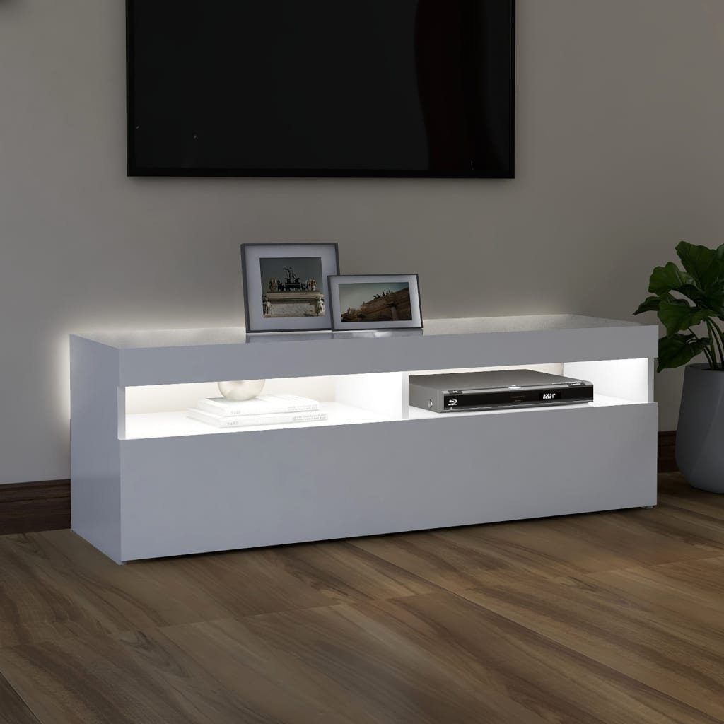vidaXL TV-Schrank NA TV-Schrank mit LED Leuchten Weiß 120x35x40 cm Lowboard