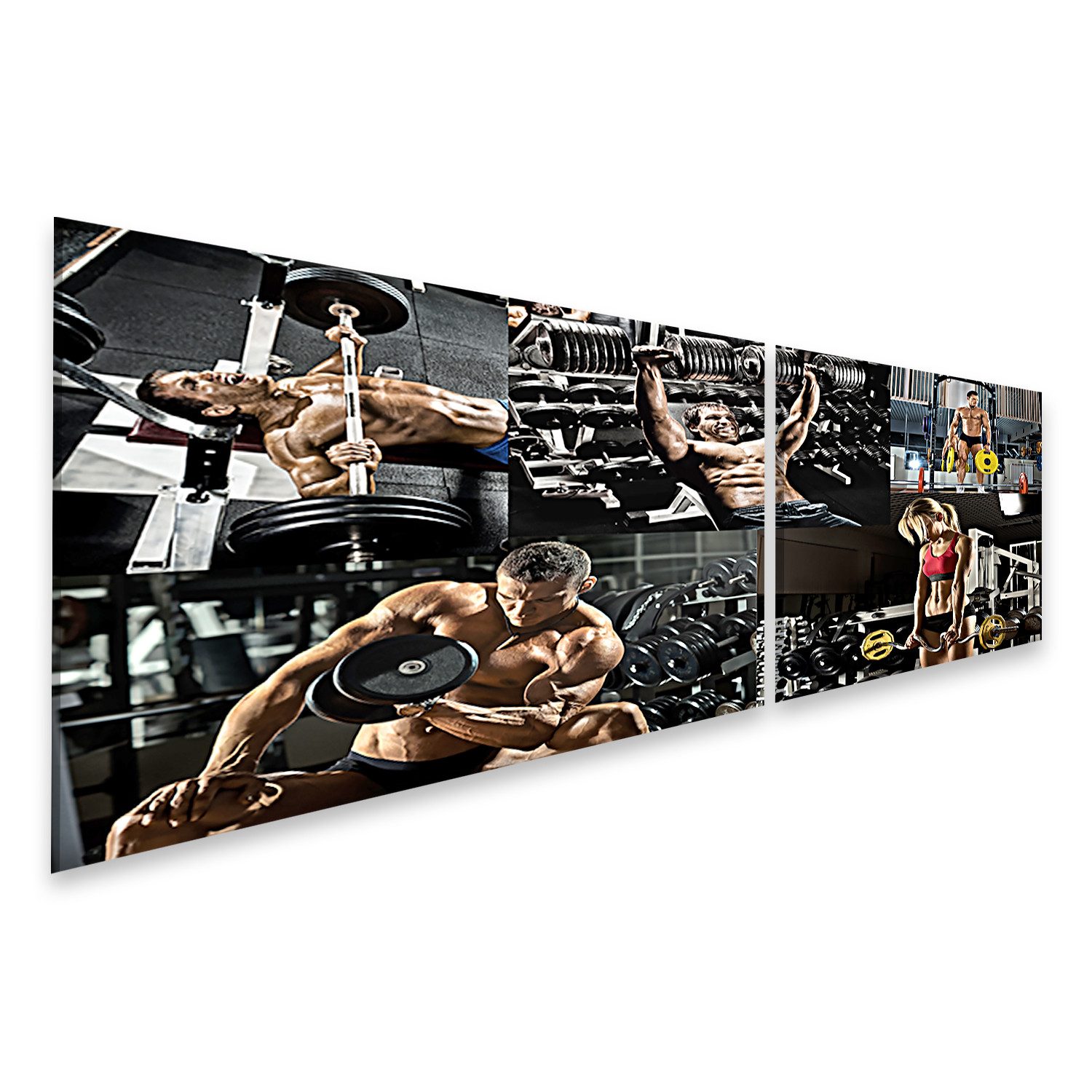 islandburner Leinwandbild Bodybuilding Ausführung Übung Presse Gewicht Gym Collage Fot Bilder