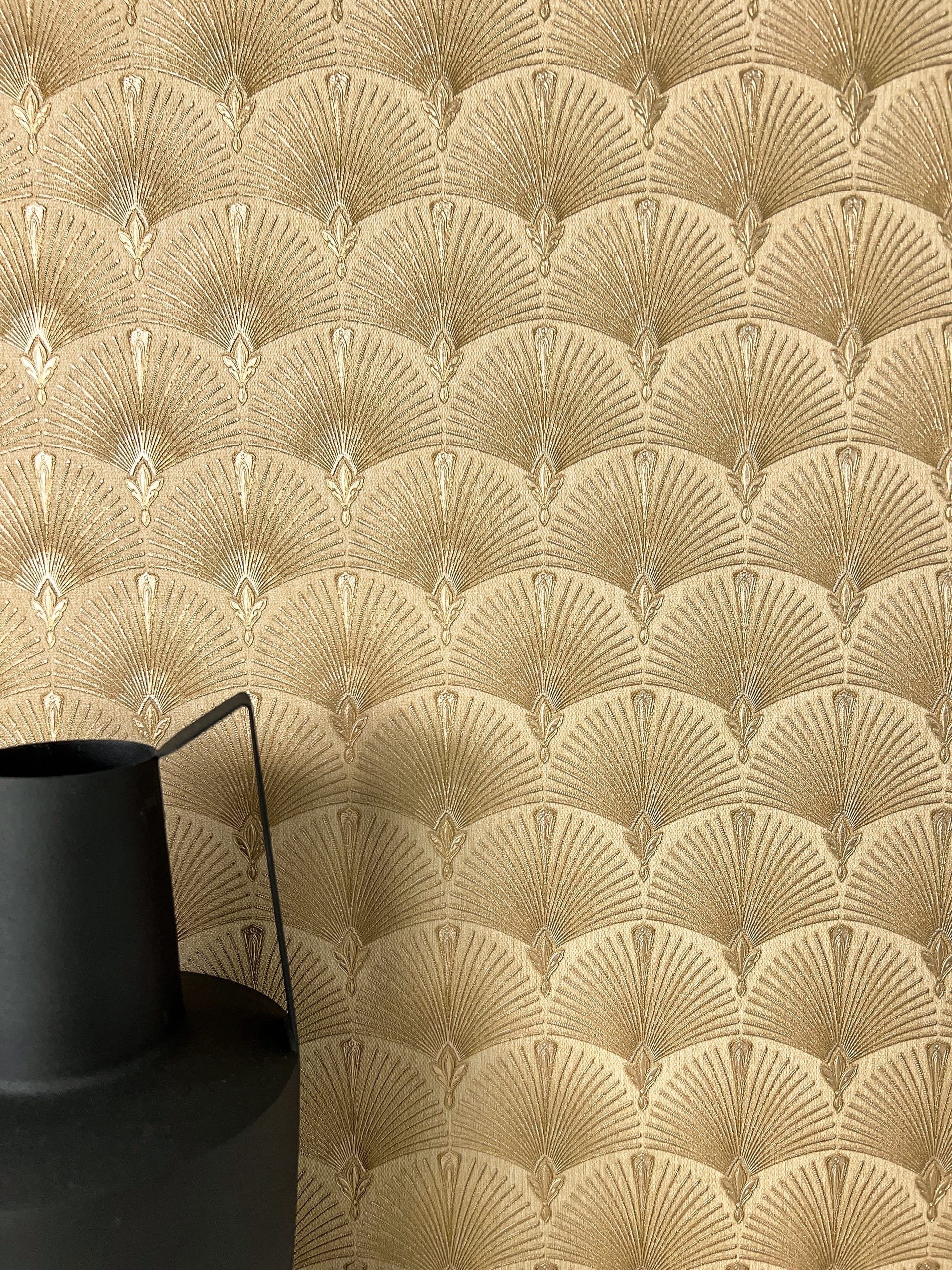 Newroom Vliestapete, Gold Tapete Modern Fächer günstig online kaufen