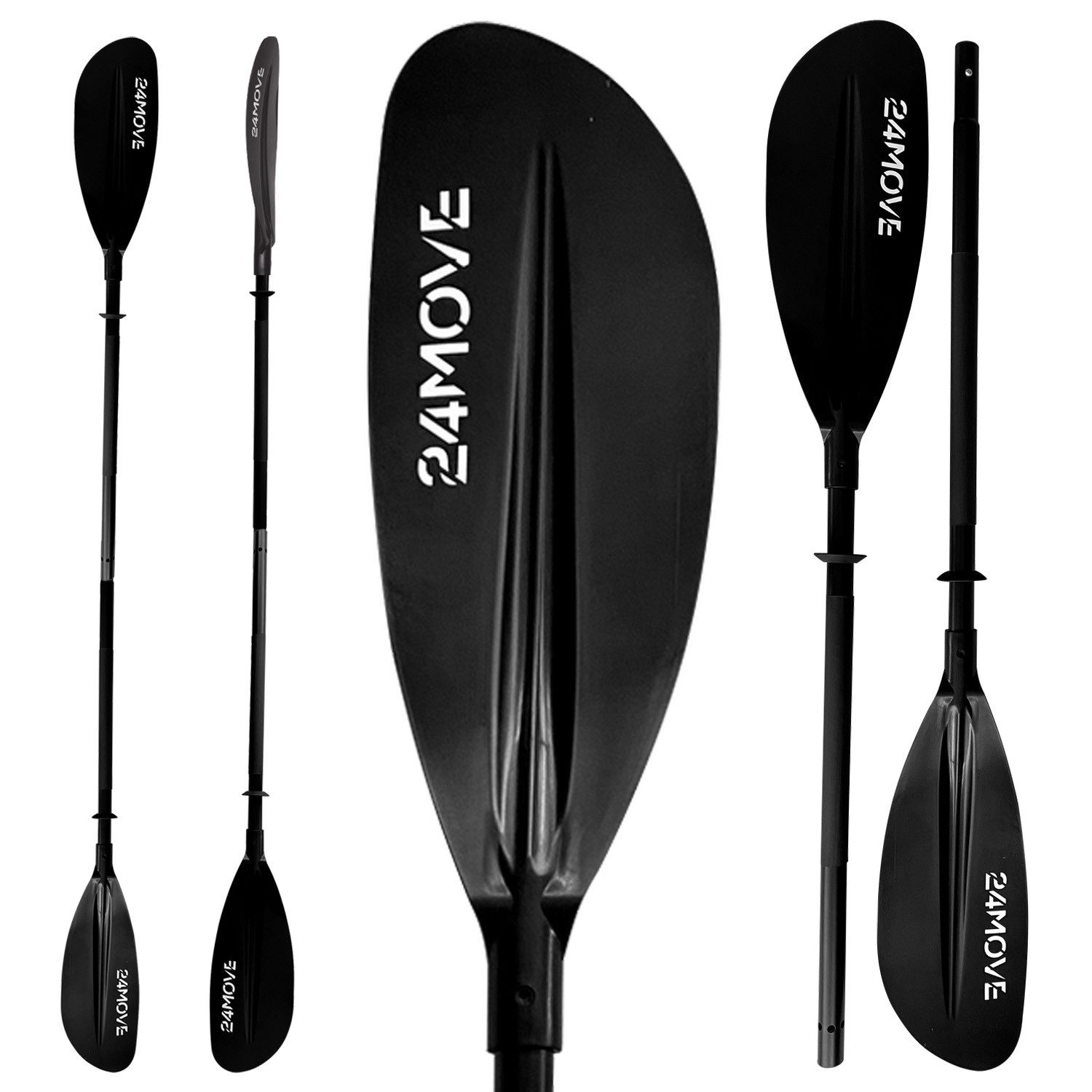 24Move Doppelpaddel, Stand Up Paddle Aluminium SUP-Paddel, (Winkelverstellung, universell einstellbar, verstellbar, 2-teilig, SUP-Paddel), für Paddelboards, Kajakboot und Ruderboot