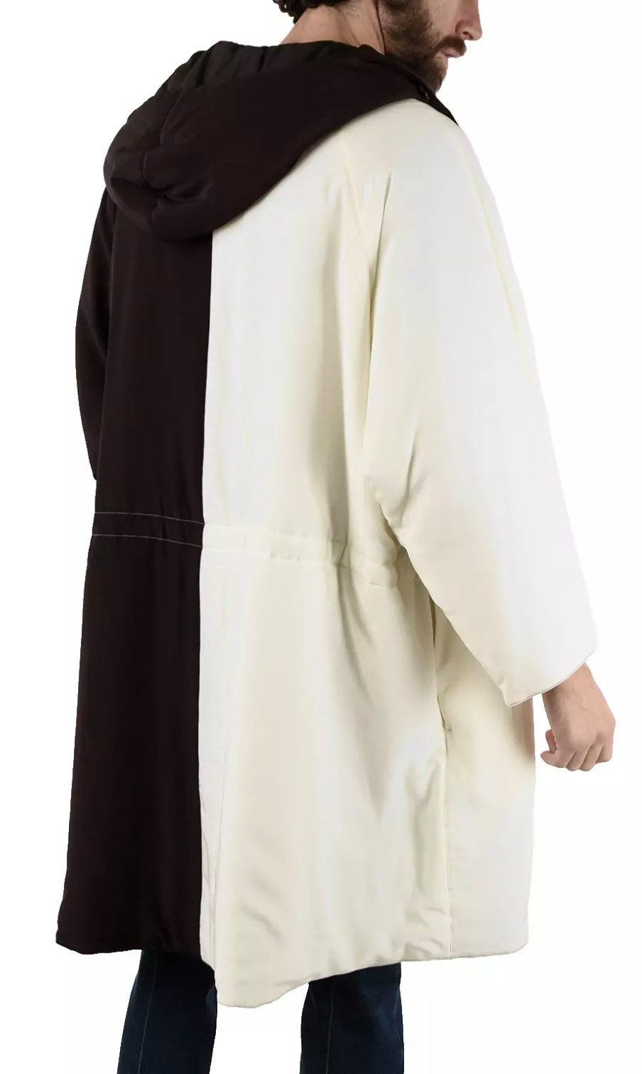 JIL SANDER Langmantel Oversized Trenchcoat Parka in Seide mit Kapuze höchster Handwerkskunst, Wattiert, Dreifarbig, Eingrifftaschen